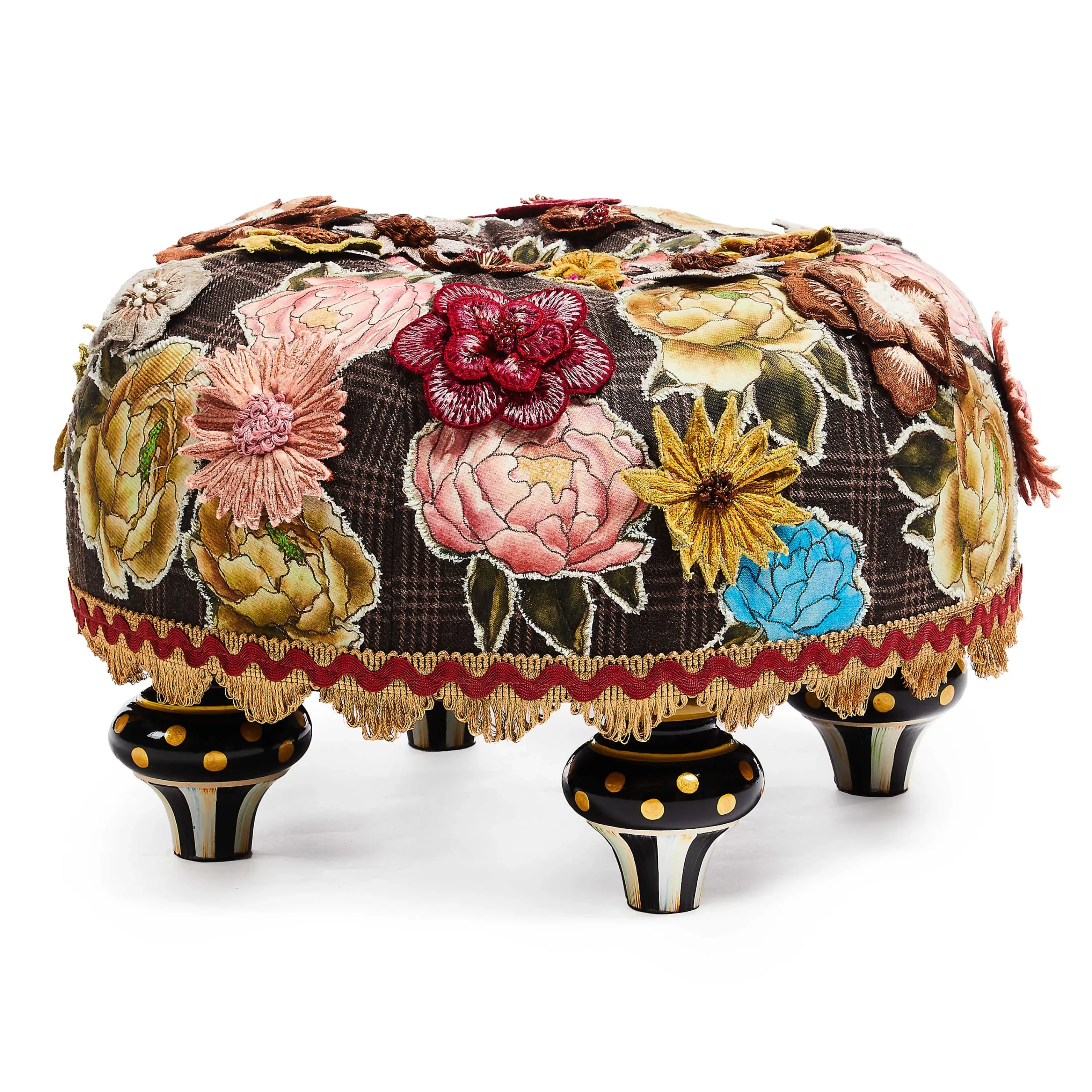 MacKenzie-Childs Field Study Floral Tufted Footstool| Living Room