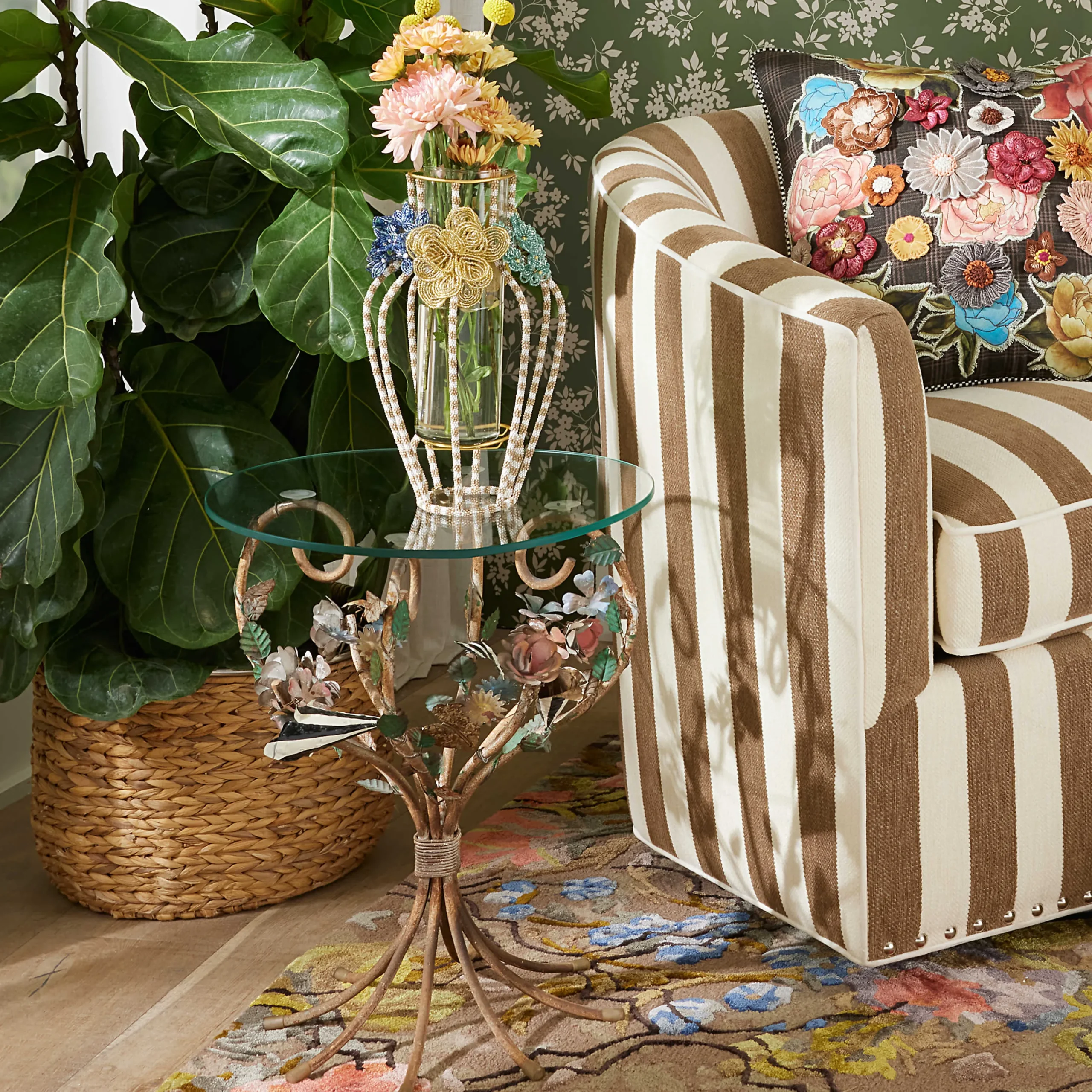 MacKenzie-Childs Field Study Round Accent Table| Living Room