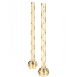 MacKenzie-Childs Fishnet Gold Dinner Candles, Set of 2| Candles & Fragrances|Table Accessories