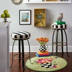 MacKenzie-Childs Flatiron Black Stripe Counter Stool| Dining Room & Kitchen