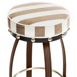 MacKenzie-Childs Flatiron Brown Stripe Bar Stool| Dining Room & Kitchen