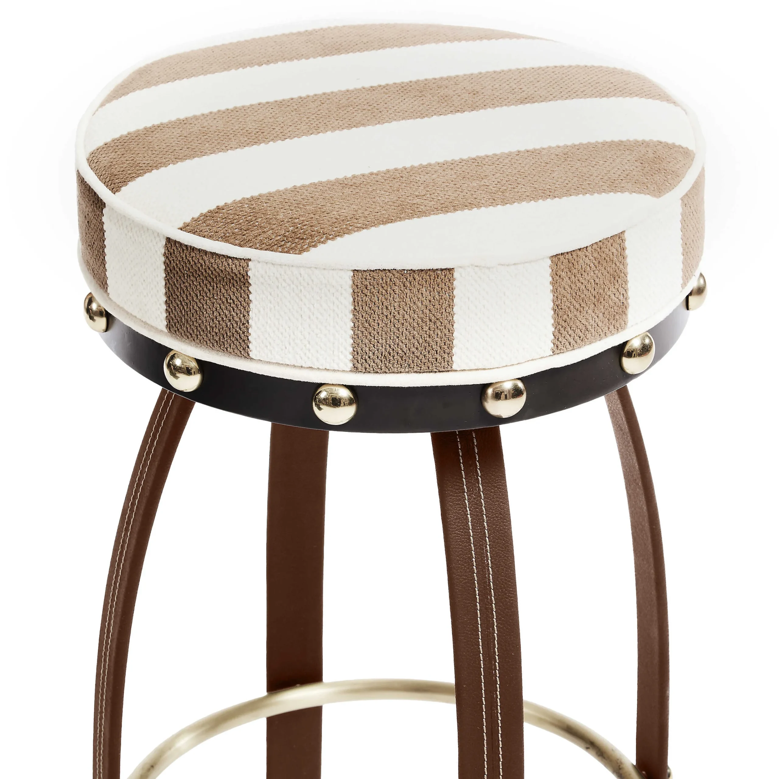 MacKenzie-Childs Flatiron Brown Stripe Bar Stool| Dining Room & Kitchen