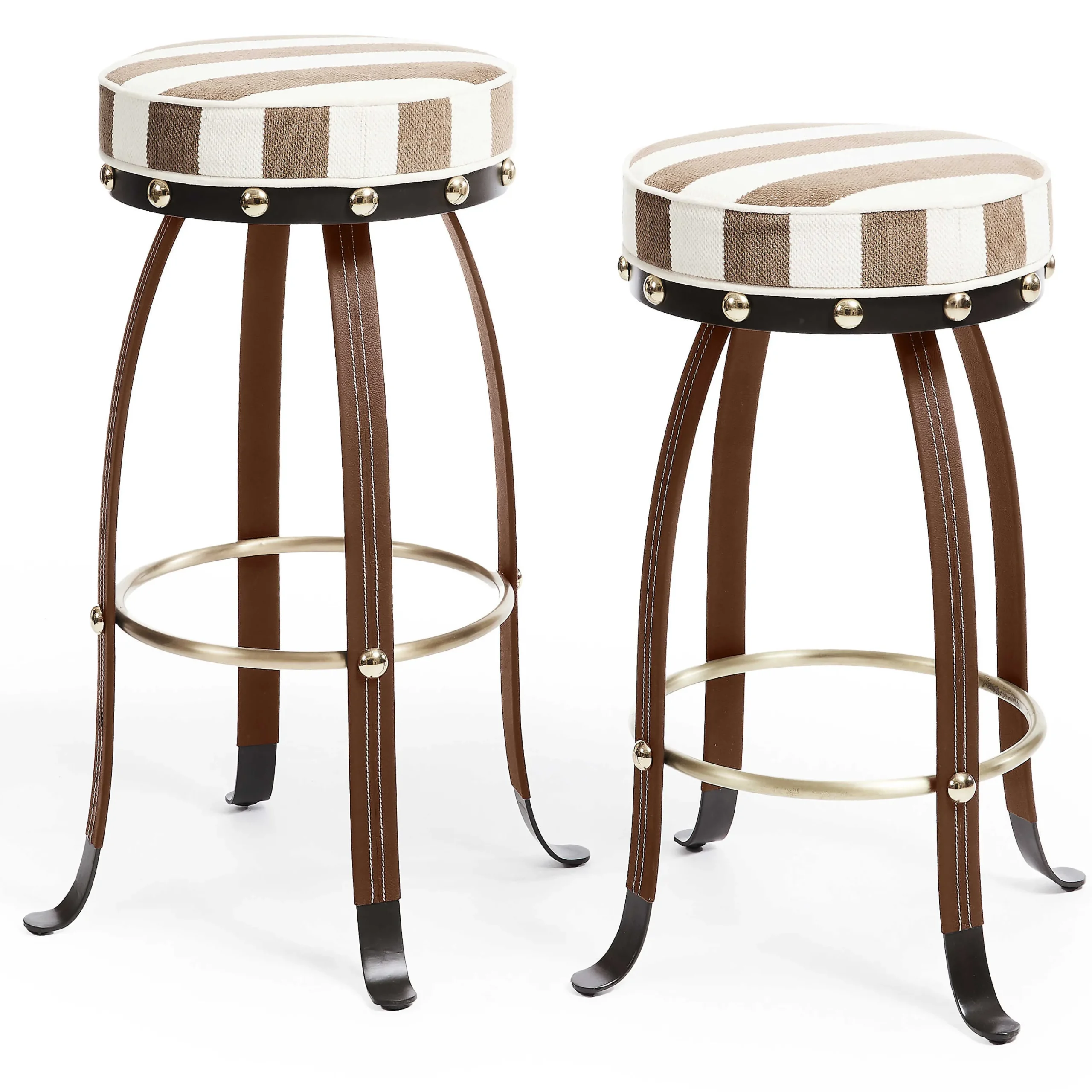MacKenzie-Childs Flatiron Brown Stripe Bar Stool| Dining Room & Kitchen