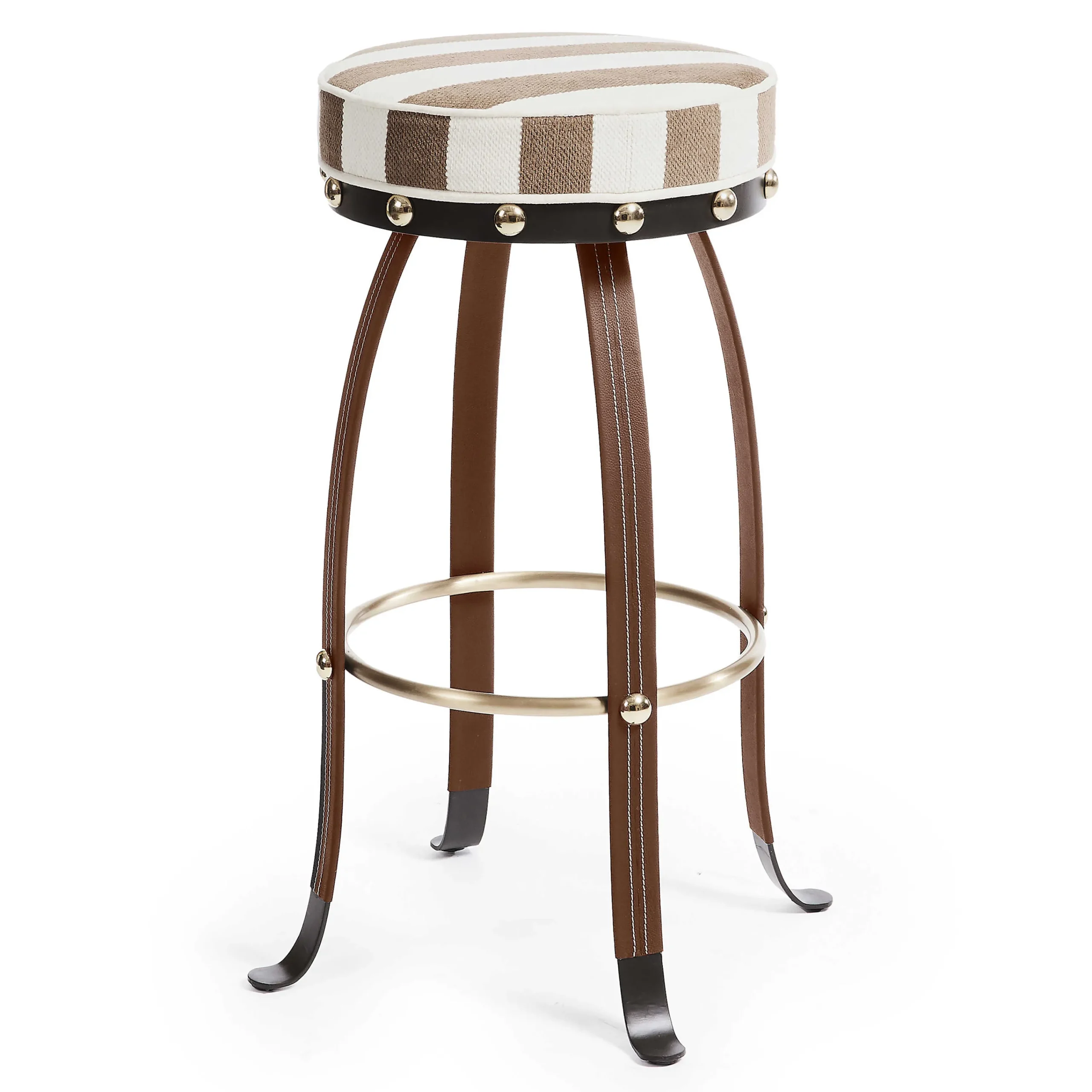 MacKenzie-Childs Flatiron Brown Stripe Counter Stool| Dining Room & Kitchen