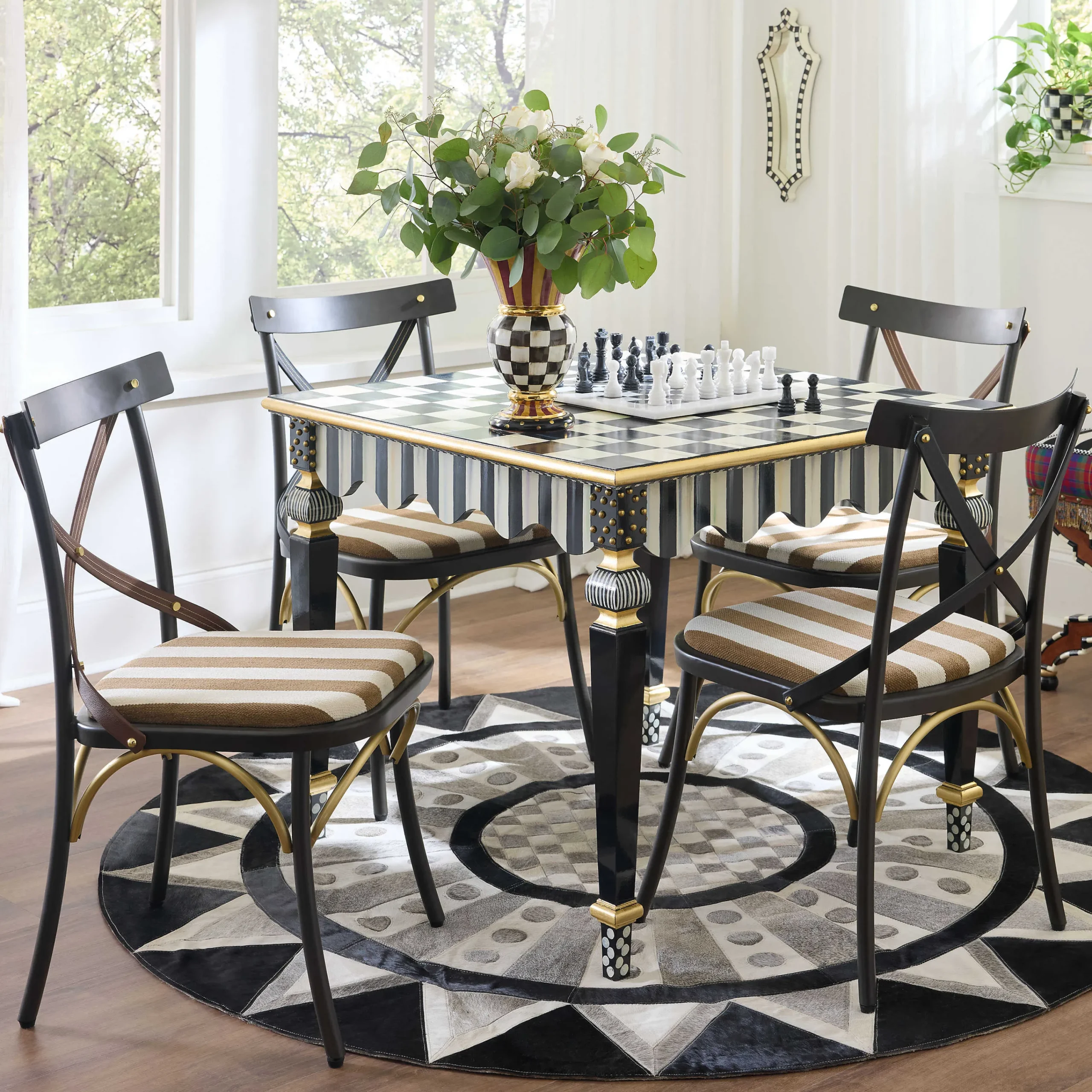 MacKenzie-Childs Flatiron Brown Stripe Dining Chair| Dining Room & Kitchen