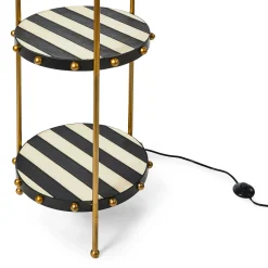 MacKenzie-Childs Flatiron Leather Stripe Shelf Floor Lamp| Lighting