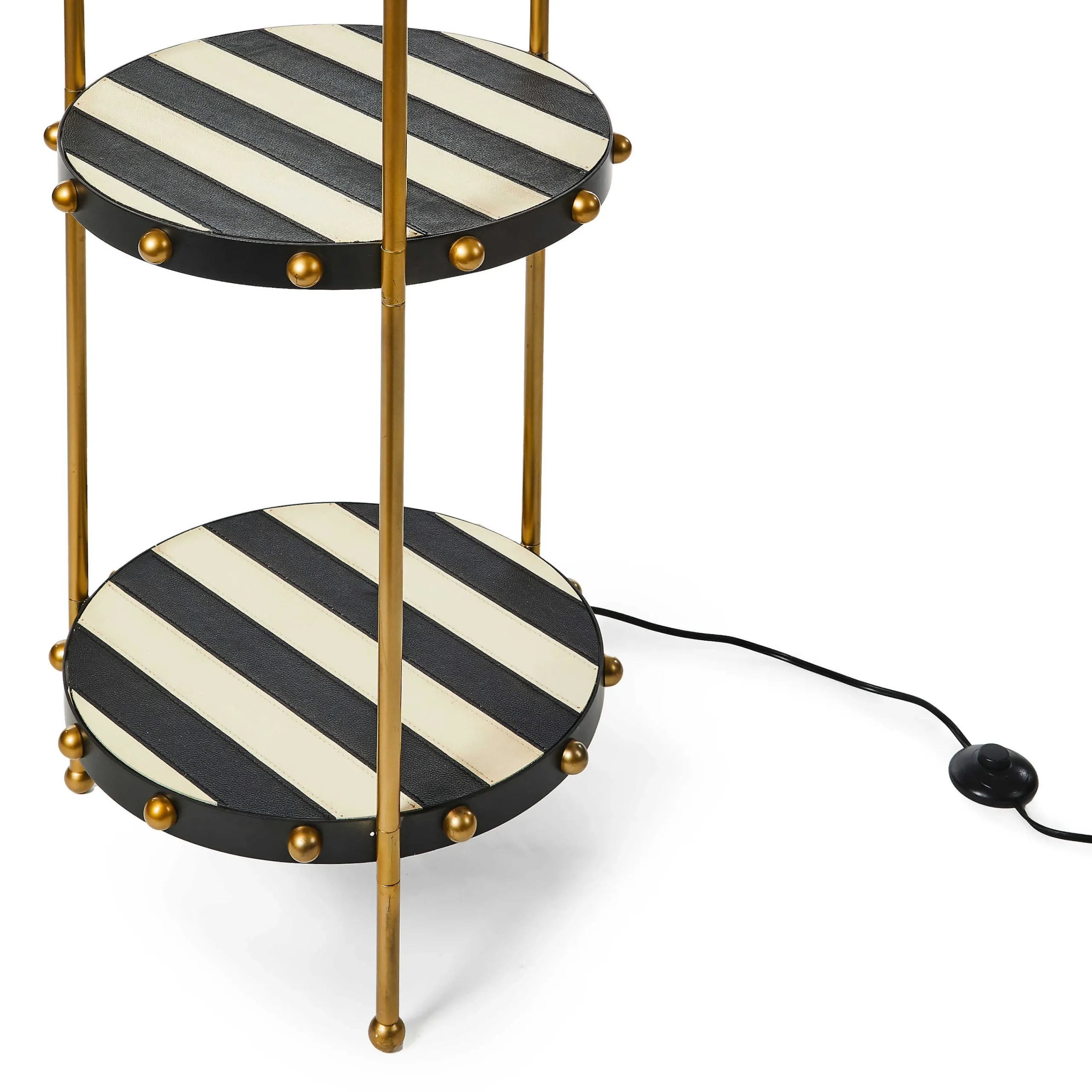 MacKenzie-Childs Flatiron Leather Stripe Shelf Floor Lamp| Lighting