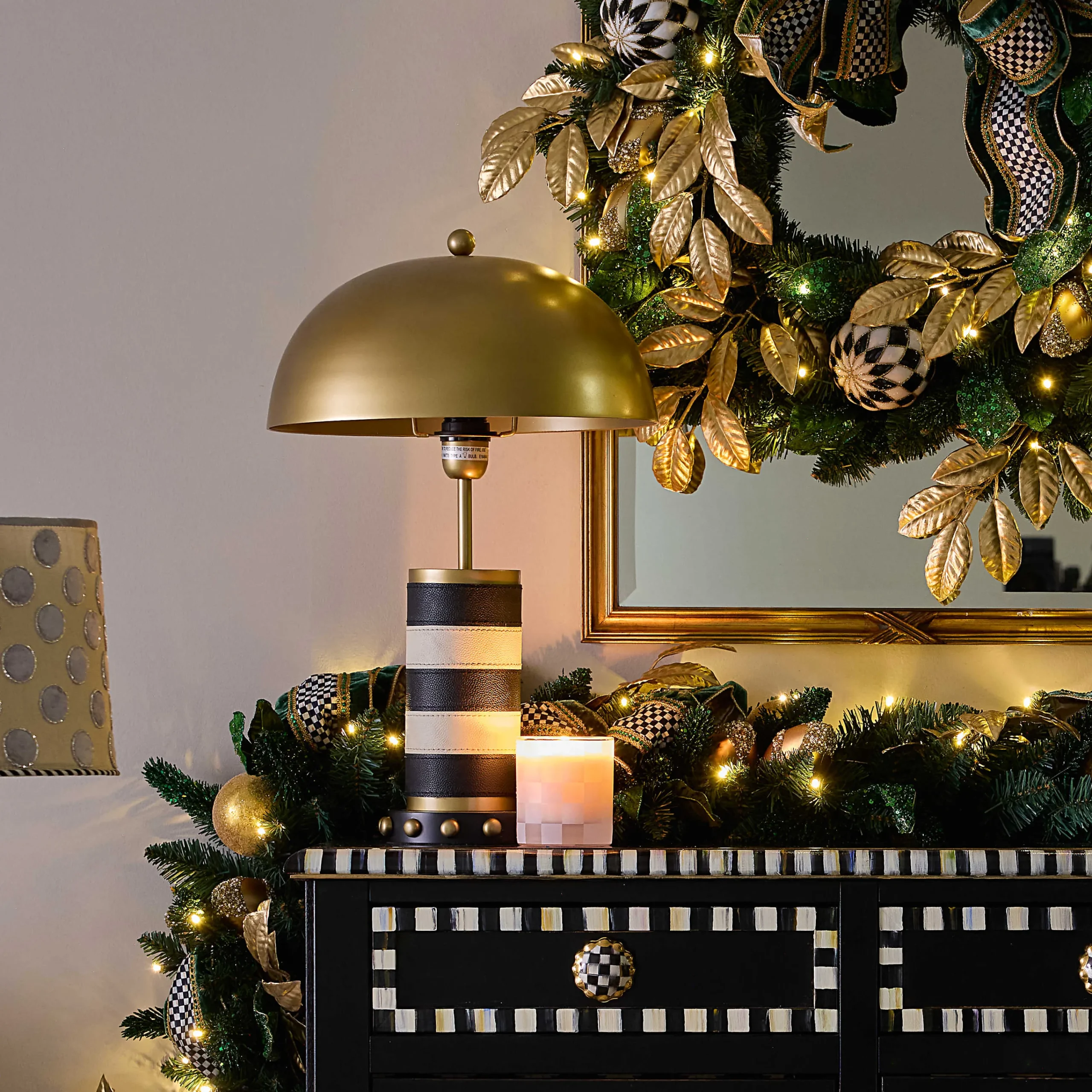MacKenzie-Childs Flatiron Leather Stripe Table Lamp| Lighting
