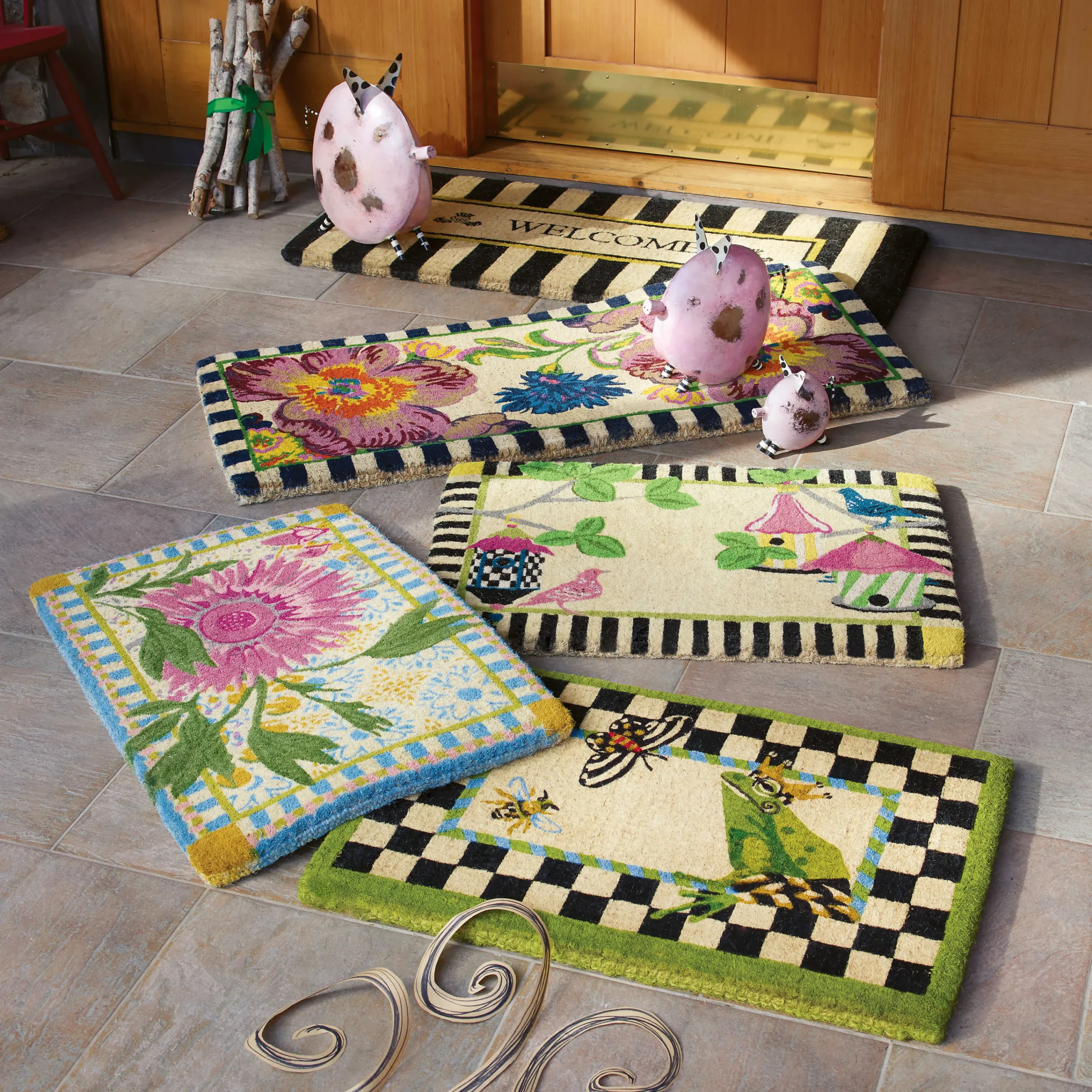 MacKenzie-Childs Flower Market Double Door Entrance Mat| Outdoor|Rugs