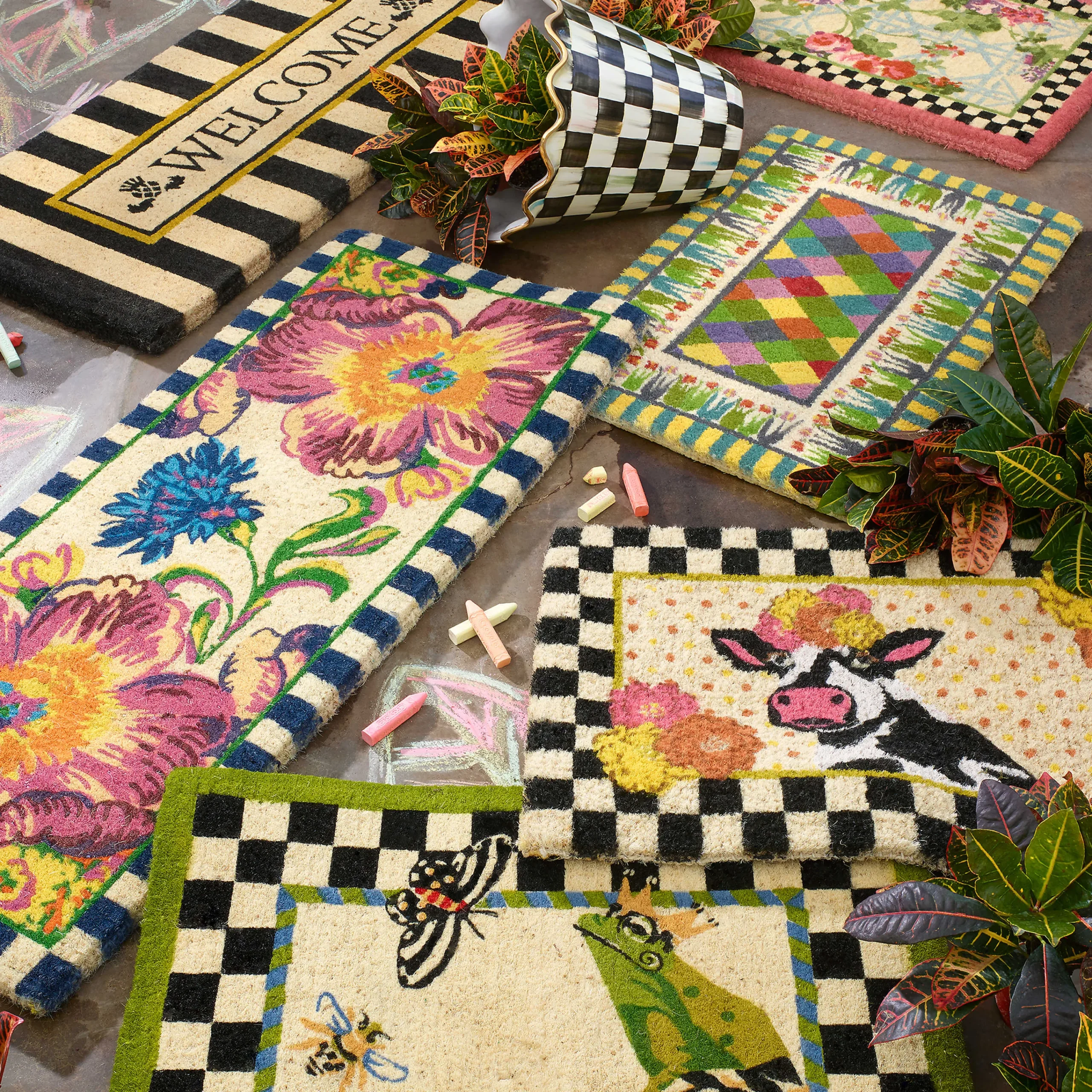 MacKenzie-Childs Flower Market Double Door Entrance Mat| Outdoor|Rugs