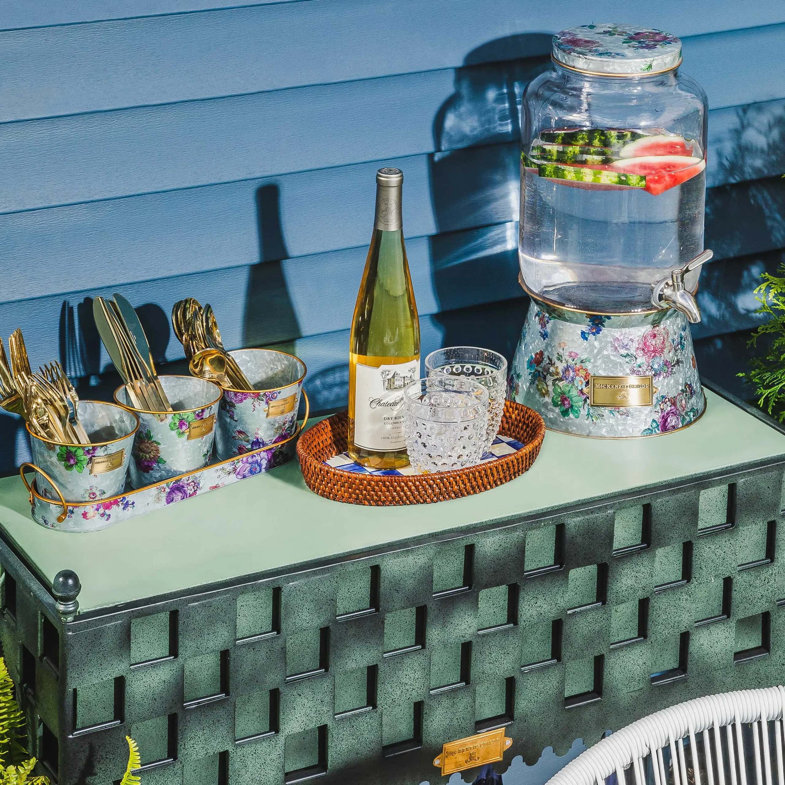 MacKenzie-Childs Flower Market Galvanized Beverage Dispenser| Spring|Drinkware