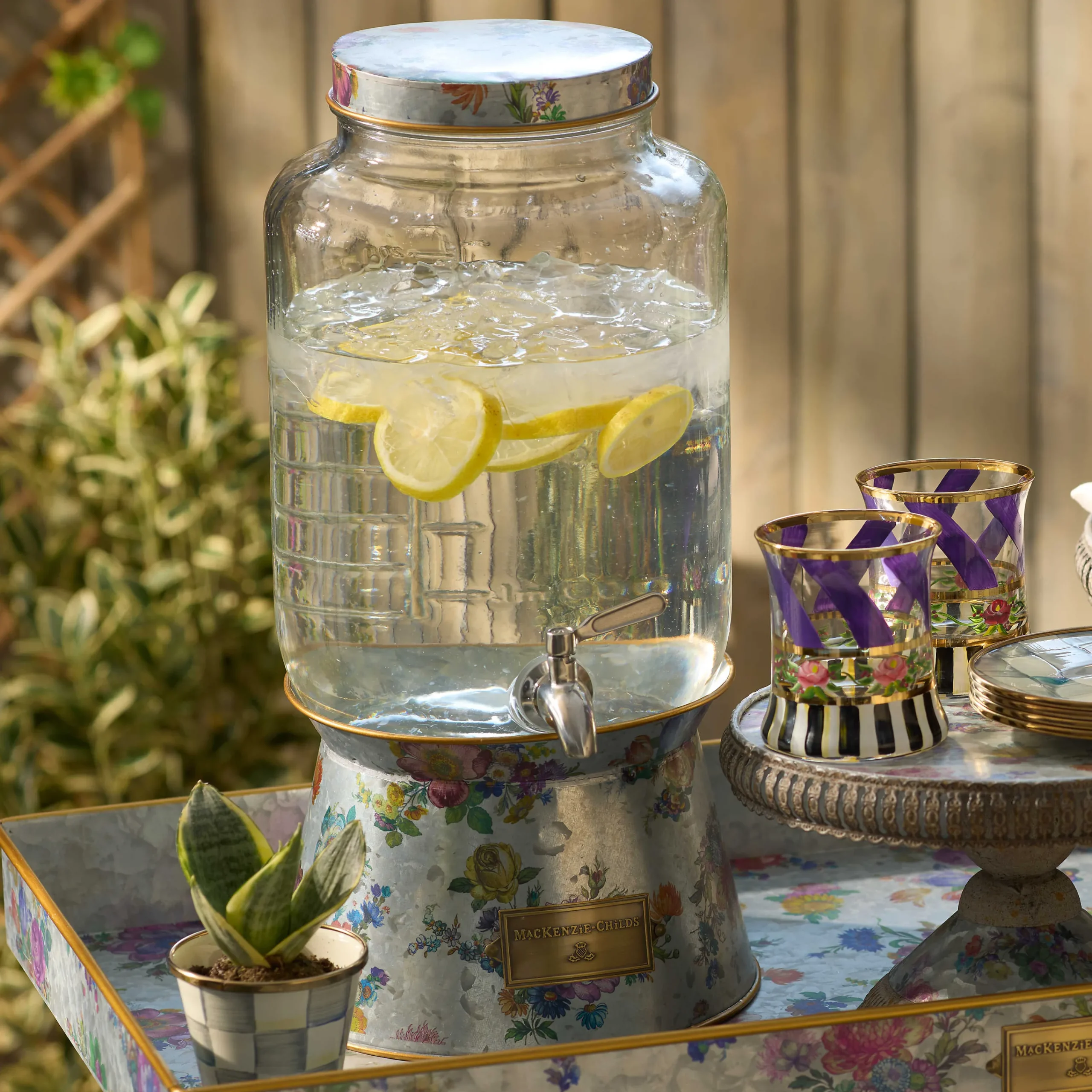 MacKenzie-Childs Flower Market Galvanized Beverage Dispenser| Spring|Drinkware