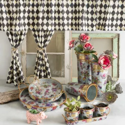 MacKenzie-Childs Flower Market Galvanized Herb Pots with Tray, Set of 3| Spring|Outdoor