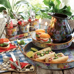 MacKenzie-Childs Flower Market Galvanized Herb Pots with Tray, Set of 3| Spring|Outdoor