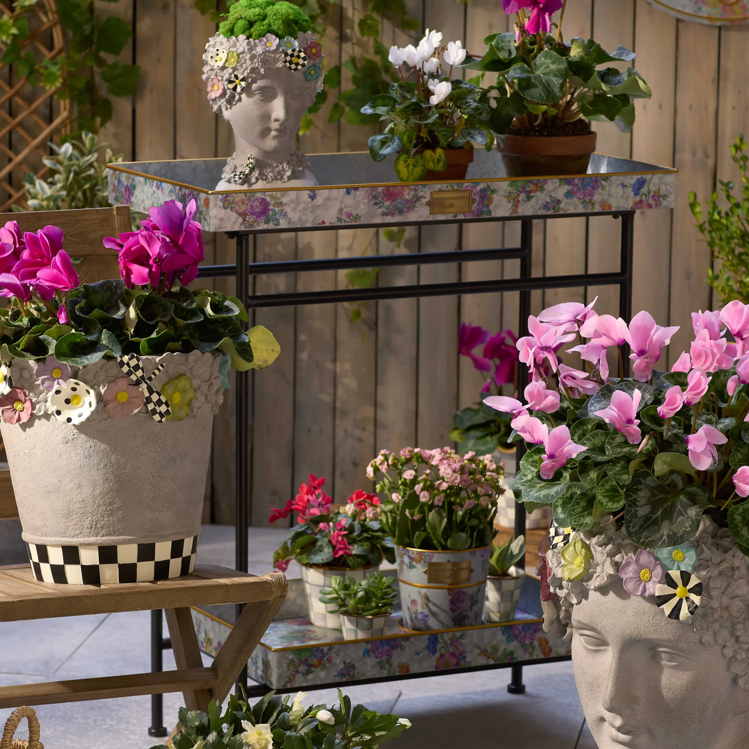 MacKenzie-Childs Flower Market Galvanized Outdoor Butler| Storage Furniture|Outdoor