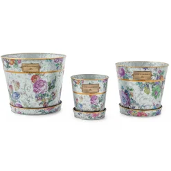 MacKenzie-Childs Flower Market Pots Saucers, Set of 3| Spring|Greenery & Florals