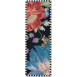 MacKenzie-Childs Flower Market Reflections Black 2'6 x 8' Runner| Rugs