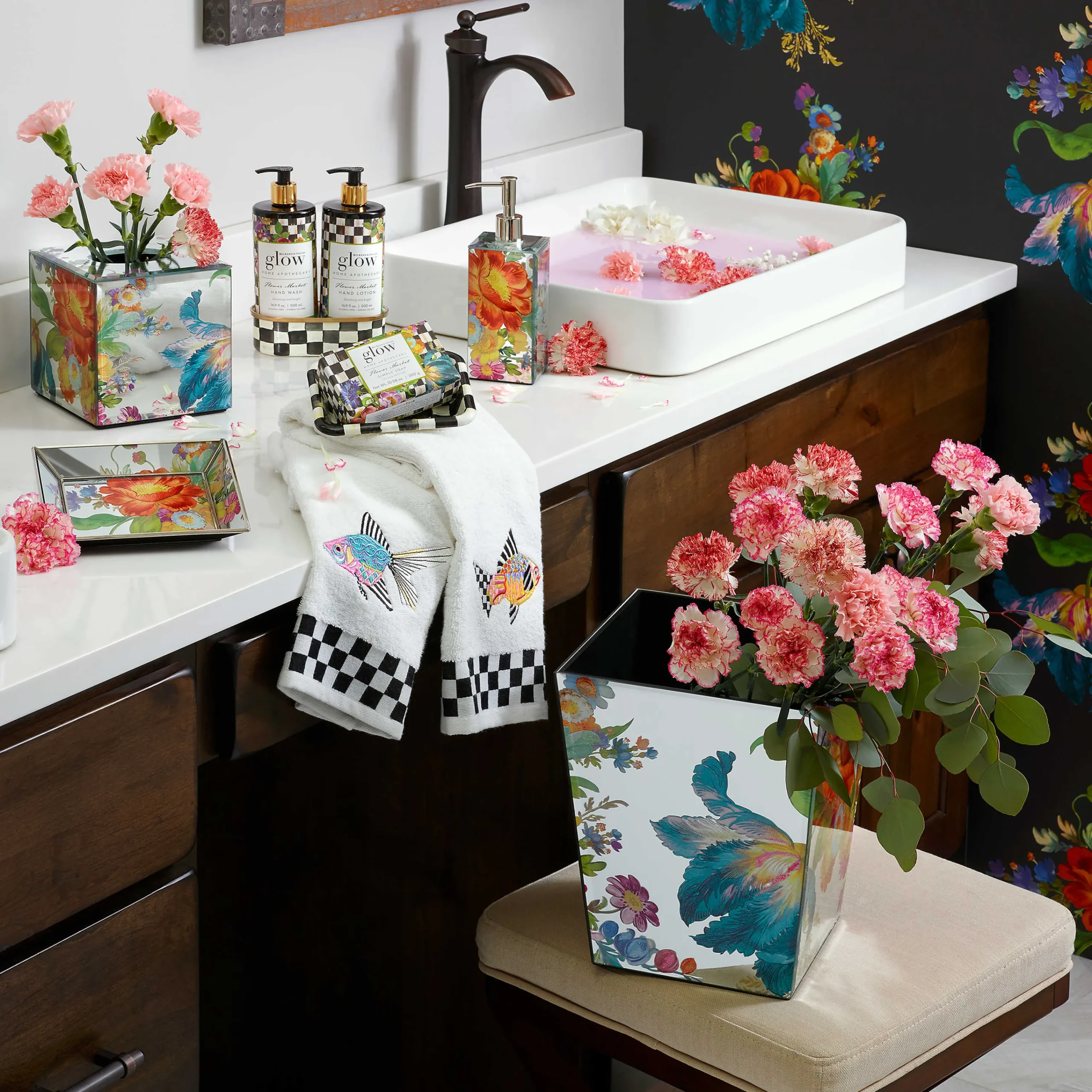 MacKenzie-Childs Flower Market Reflections Soap Pump| Bath & Bath Accessories