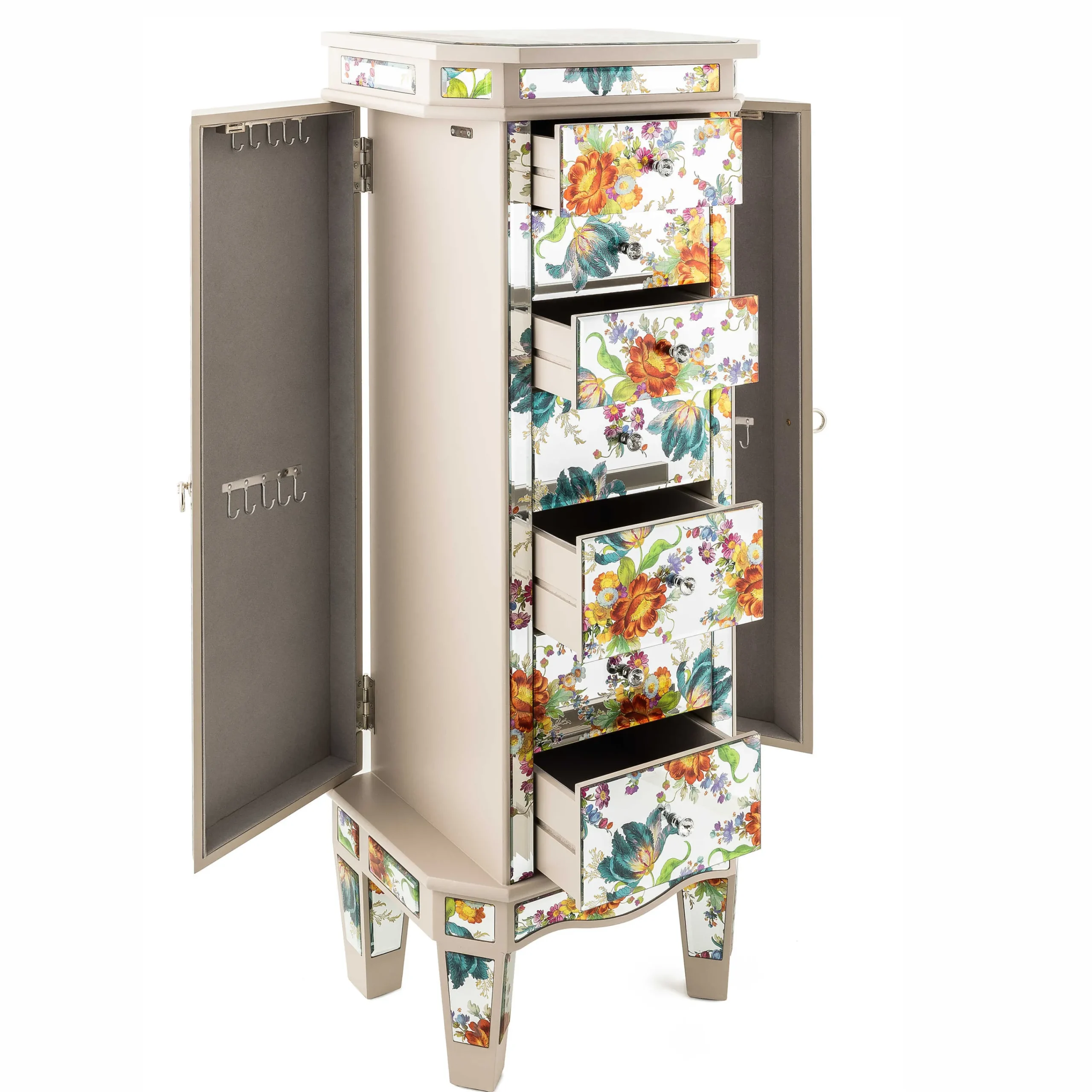 MacKenzie-Childs Flower Market Reflections Standing Jewelry Armoire| Storage Furniture|Room Accents