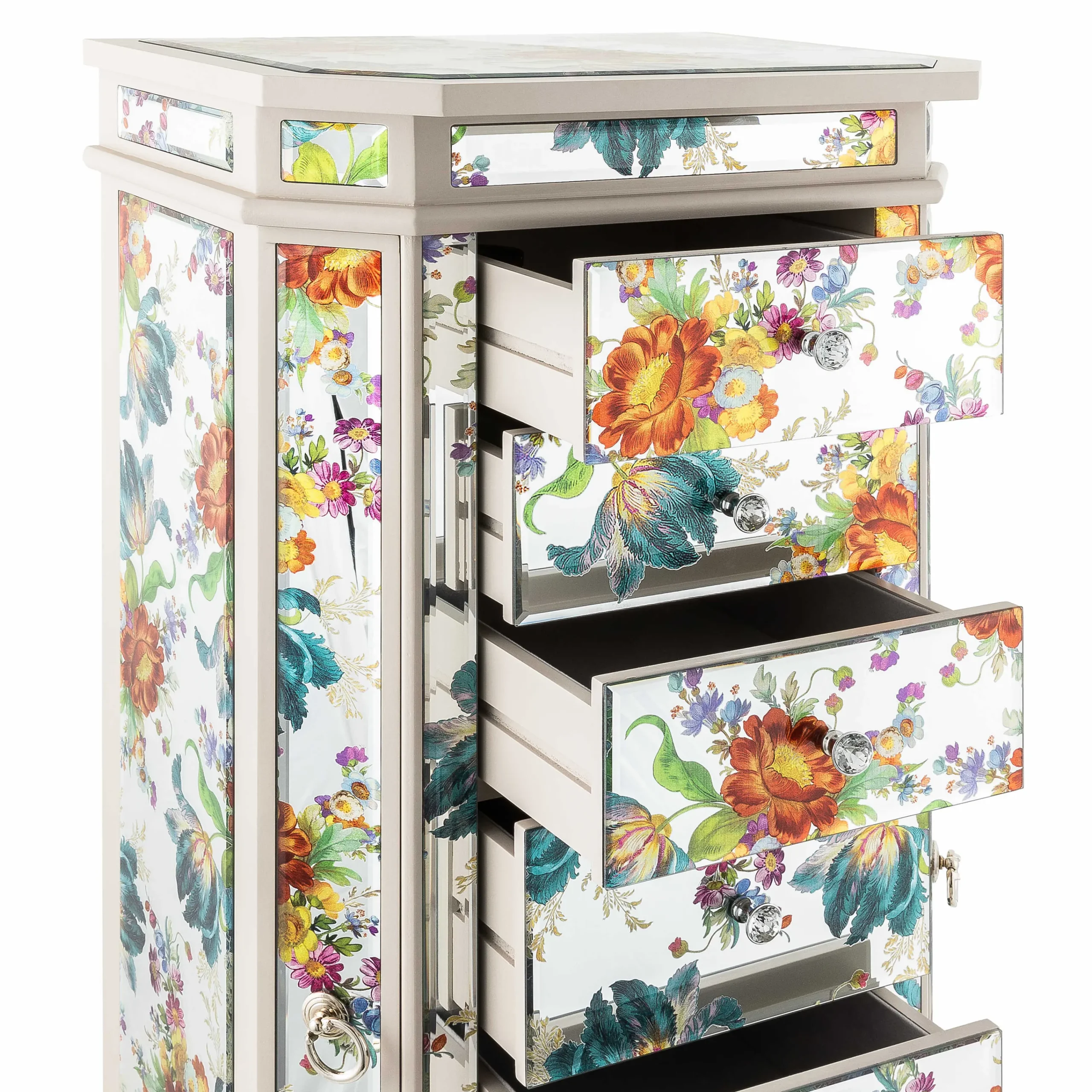 MacKenzie-Childs Flower Market Reflections Standing Jewelry Armoire| Storage Furniture|Room Accents