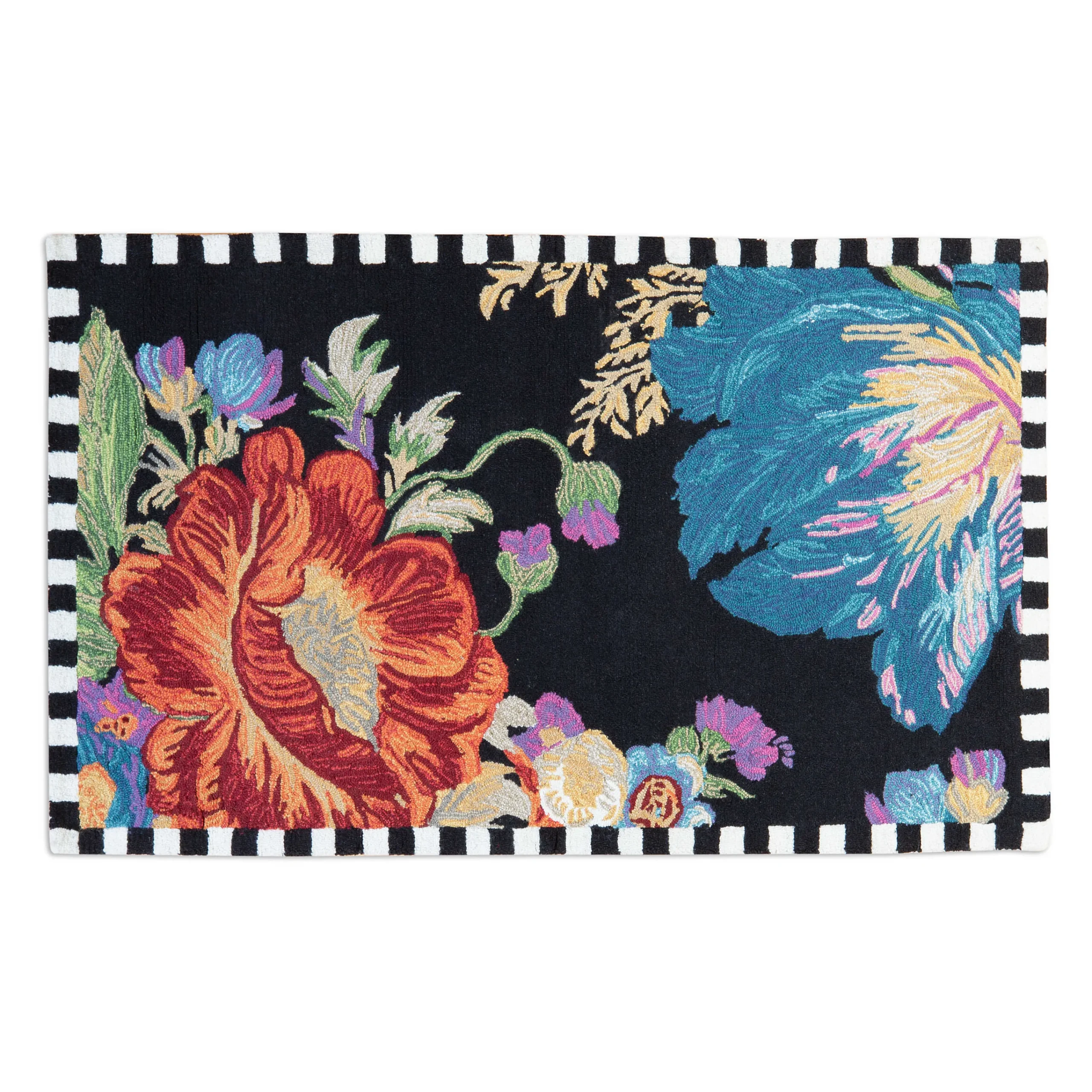 MacKenzie-Childs Flower Market Reflections Black 3' x 5' Rug| Rugs