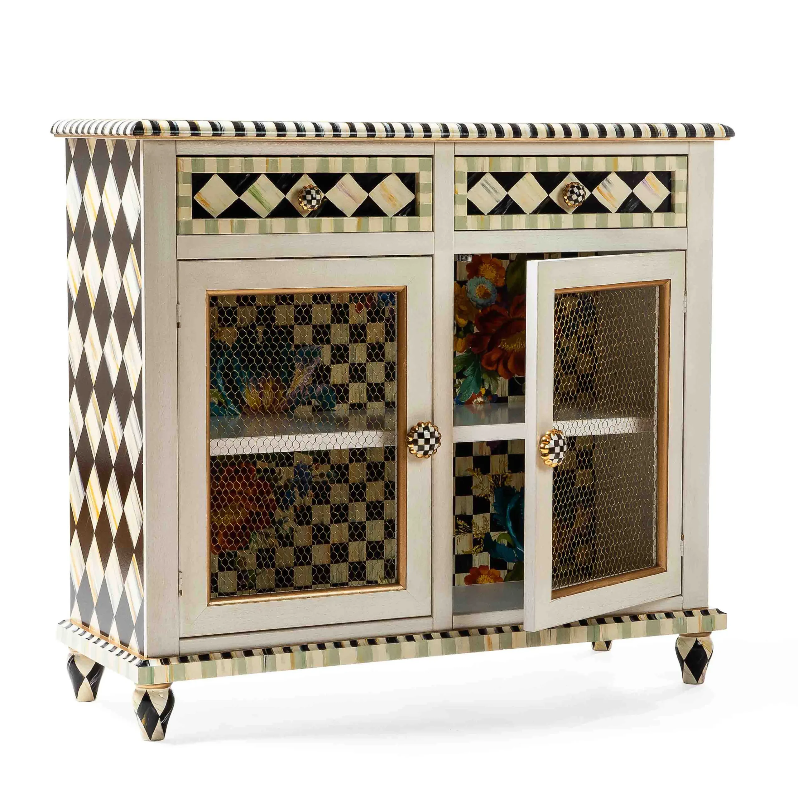 MacKenzie-Childs Flower Market Small Cabinet| Living Room