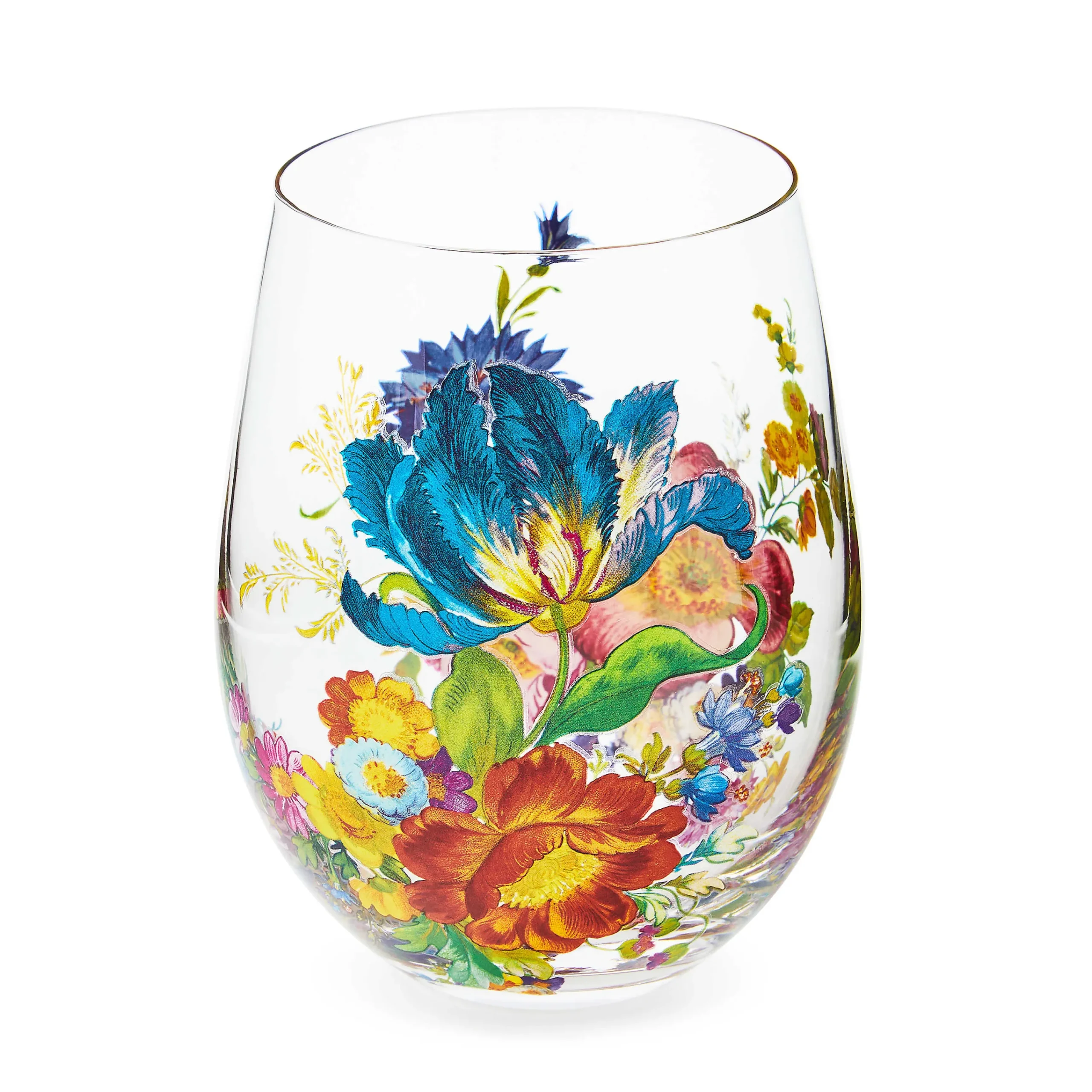 MacKenzie-Childs Flower Market Stemless Wine Glass, Set of 4| Drinkware