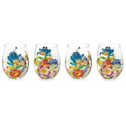 MacKenzie-Childs Flower Market Stemless Wine Glass, Set of 4| Drinkware