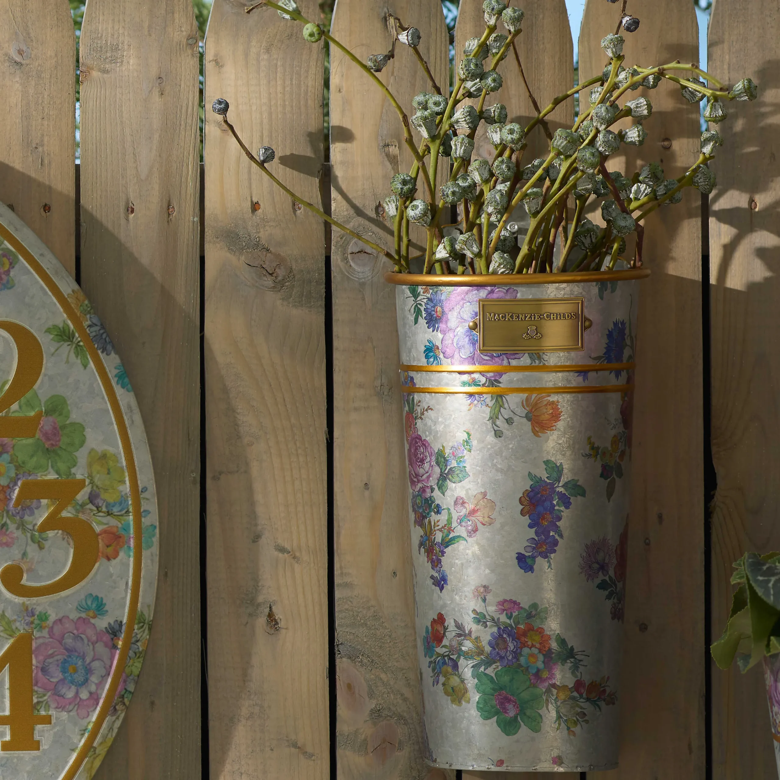 MacKenzie-Childs Flower Market Wall Bucket| Spring|Greenery & Florals