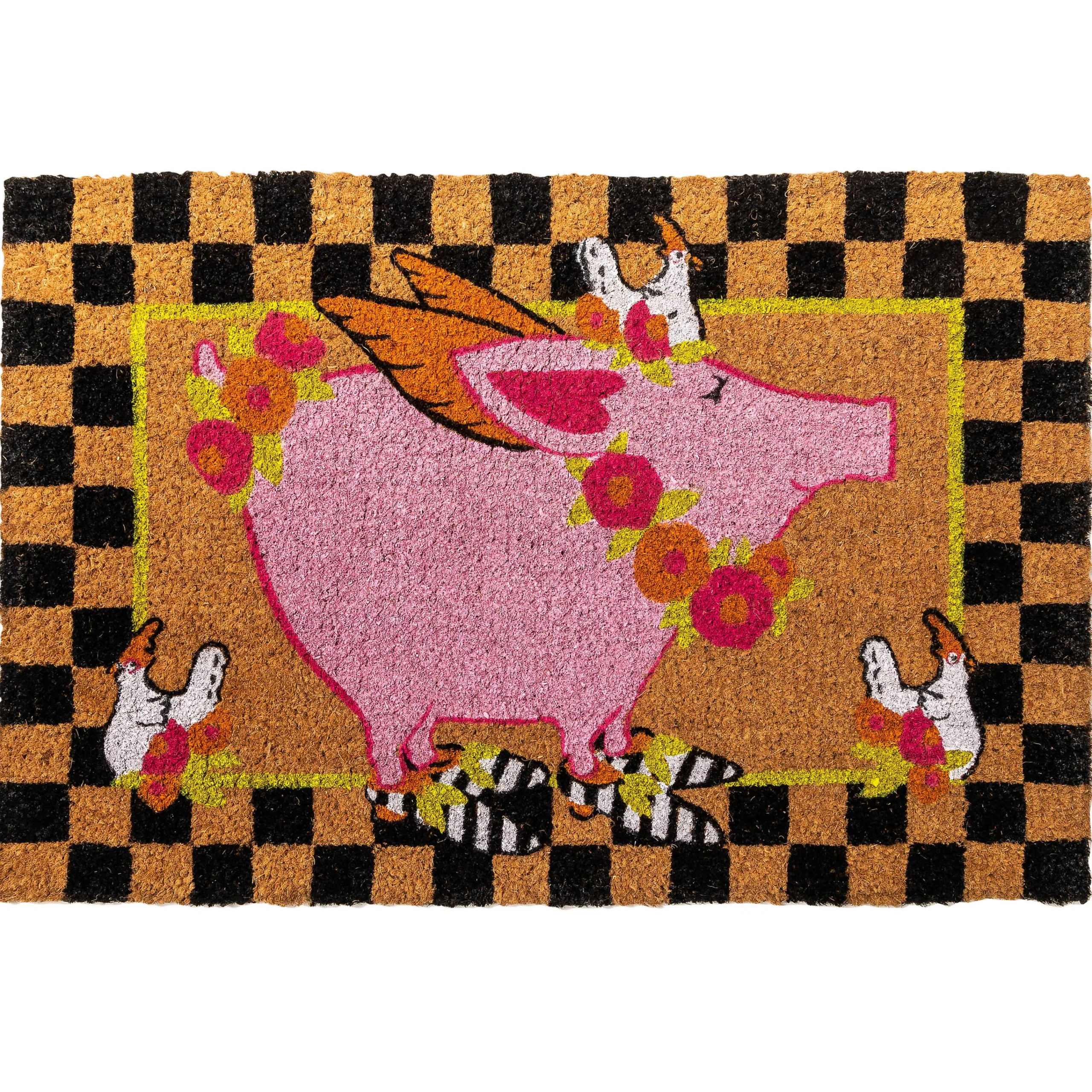 MacKenzie-Childs Flying Pig Entrance Mat| Outdoor|Rugs