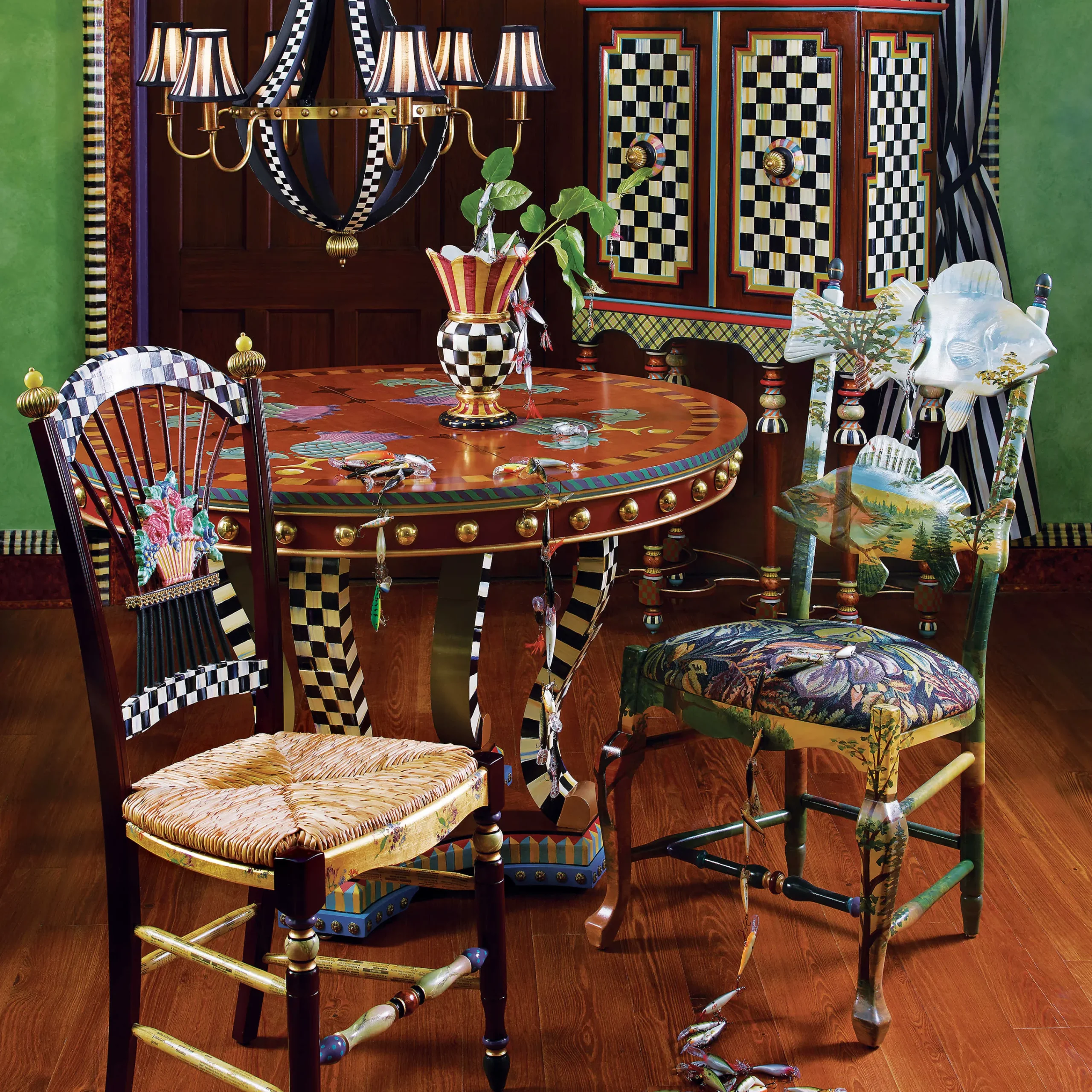 MacKenzie-Childs Foxtrot Bar Cabinet| Storage Furniture|Dining Room & Kitchen