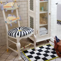 MacKenzie-Childs Freckle Fish Chair - Black White Seat| Dining Room & Kitchen