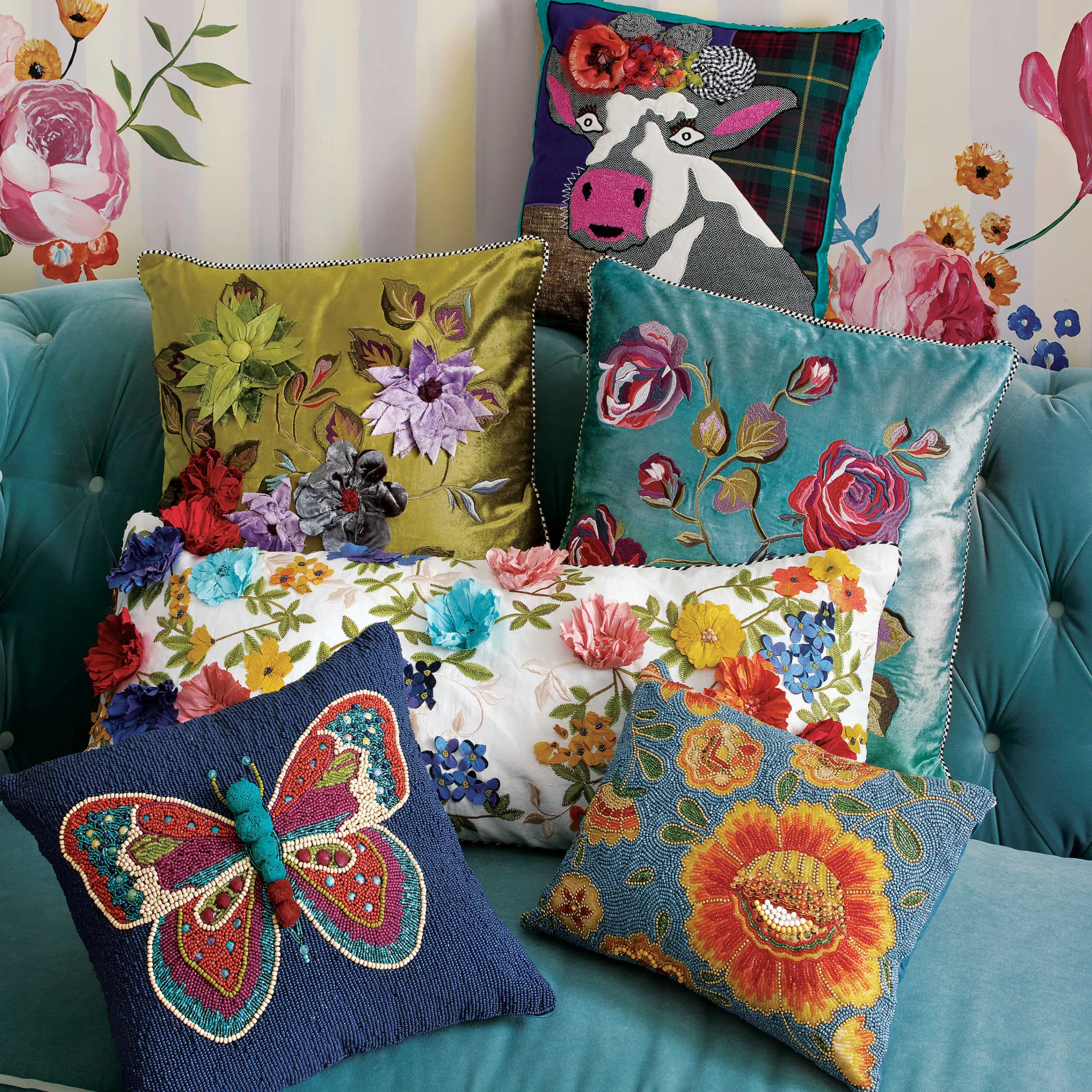 MacKenzie-Childs Frida Cowlo Throw Pillow| Pillows, Throws, & Cushions