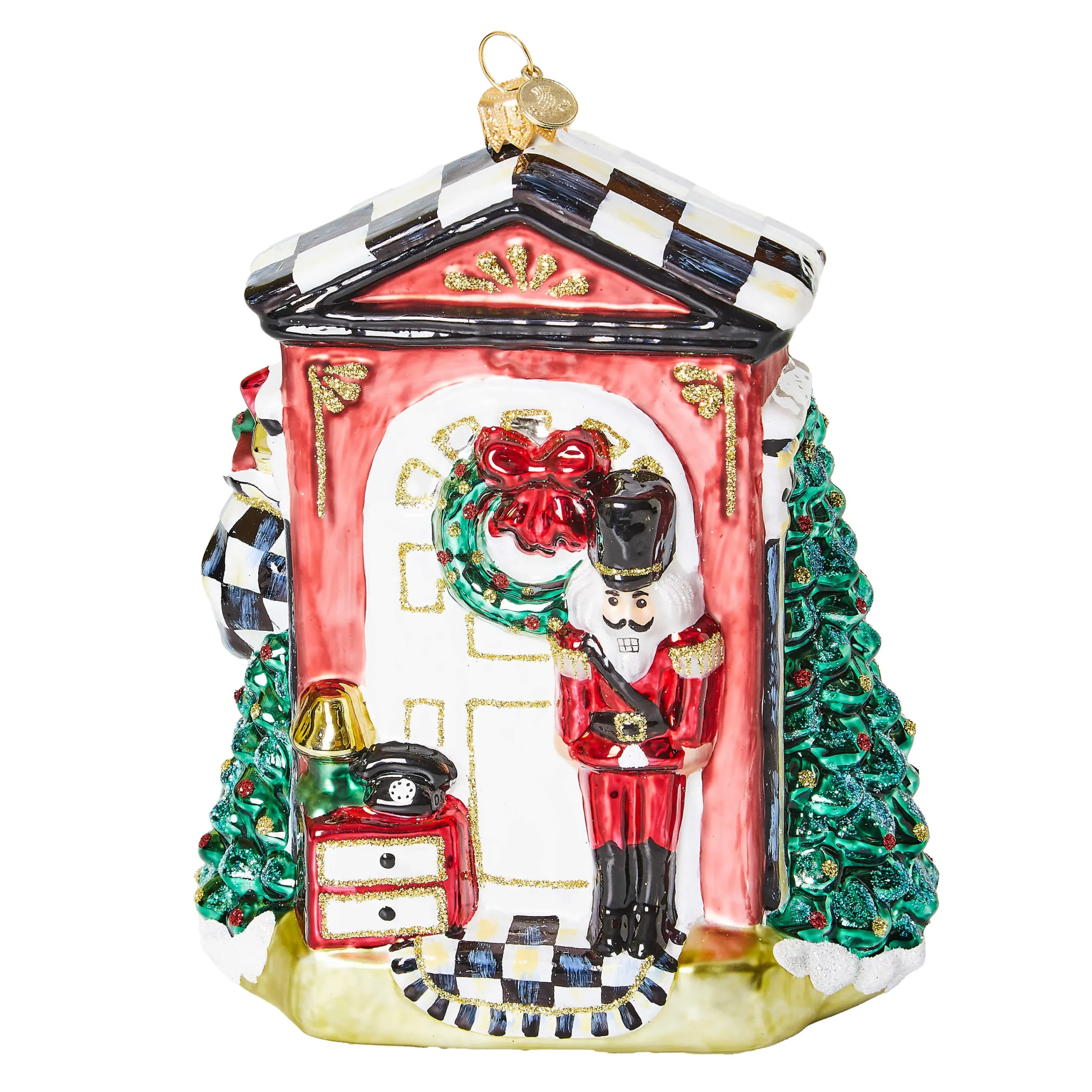 MacKenzie-Childs Front Door Santa Glass Ornament| Holiday