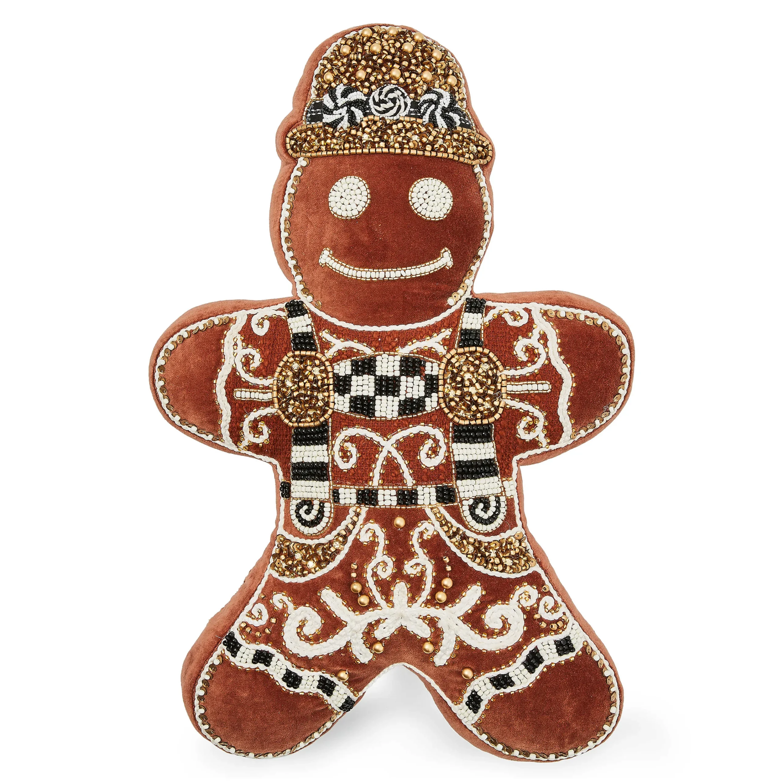 MacKenzie-Childs Gingerbread Boy Shaped Throw Pillow| Holiday|Pillows, Throws, & Cushions