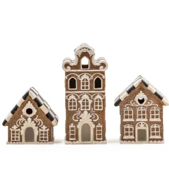 MacKenzie-Childs Gingerbread Illuminated Mini Houses, Set of 3| Holiday|Decor Sets