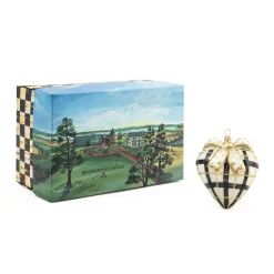 MacKenzie-Childs Glam Up Plaid Heart Glass Ornament| Holiday