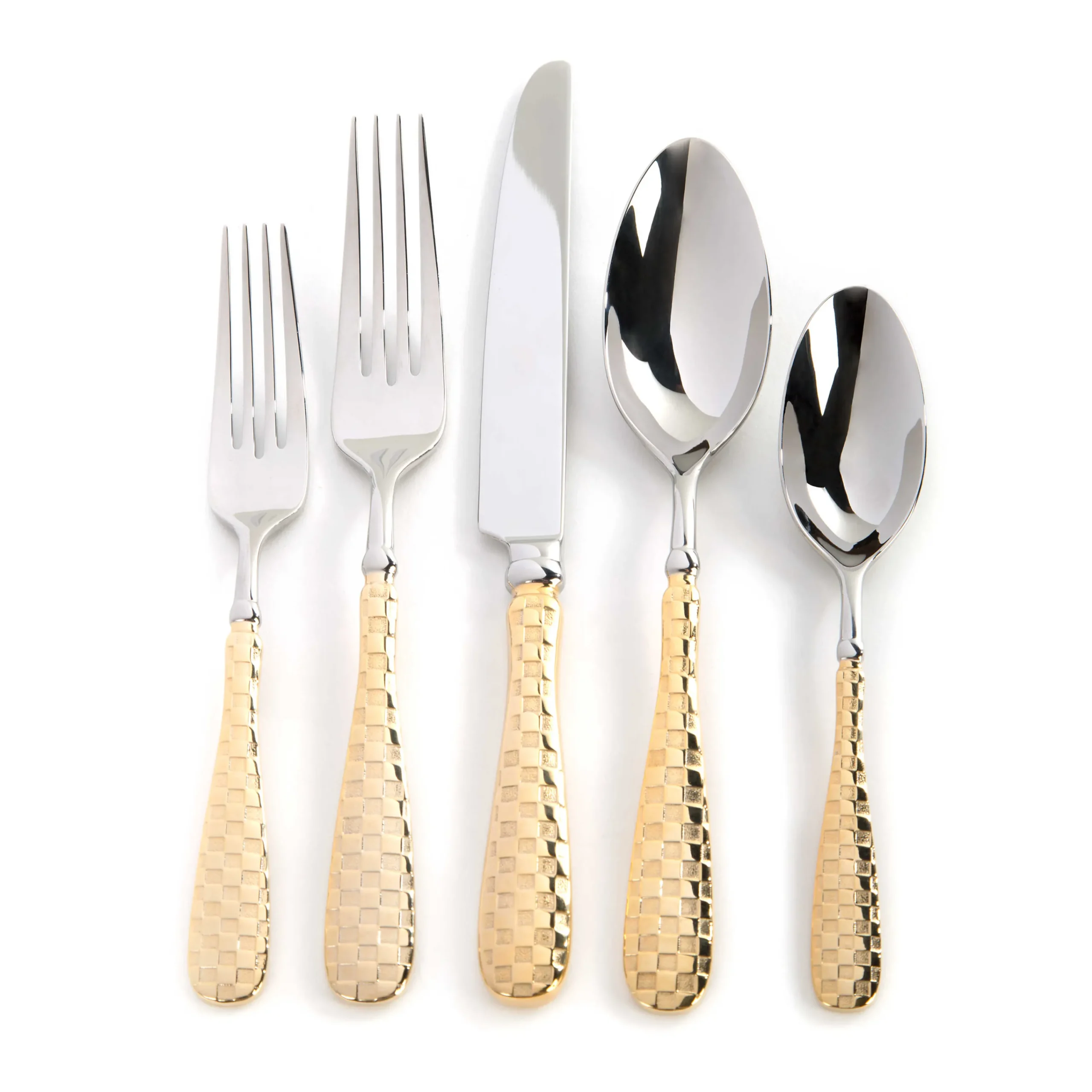 MacKenzie-Childs Gold Check Flatware 5-Piece Place Setting| Dinnerware & Flatware