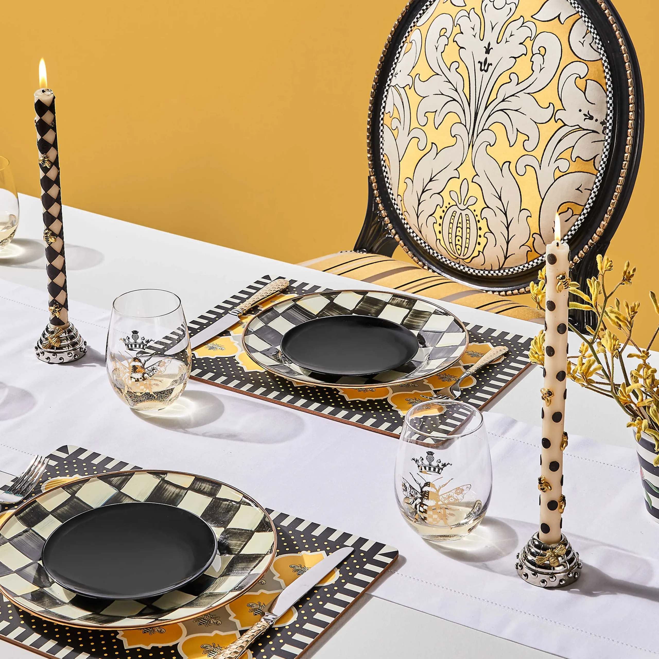 MacKenzie-Childs Gold Check Flatware 5-Piece Place Setting| Dinnerware & Flatware