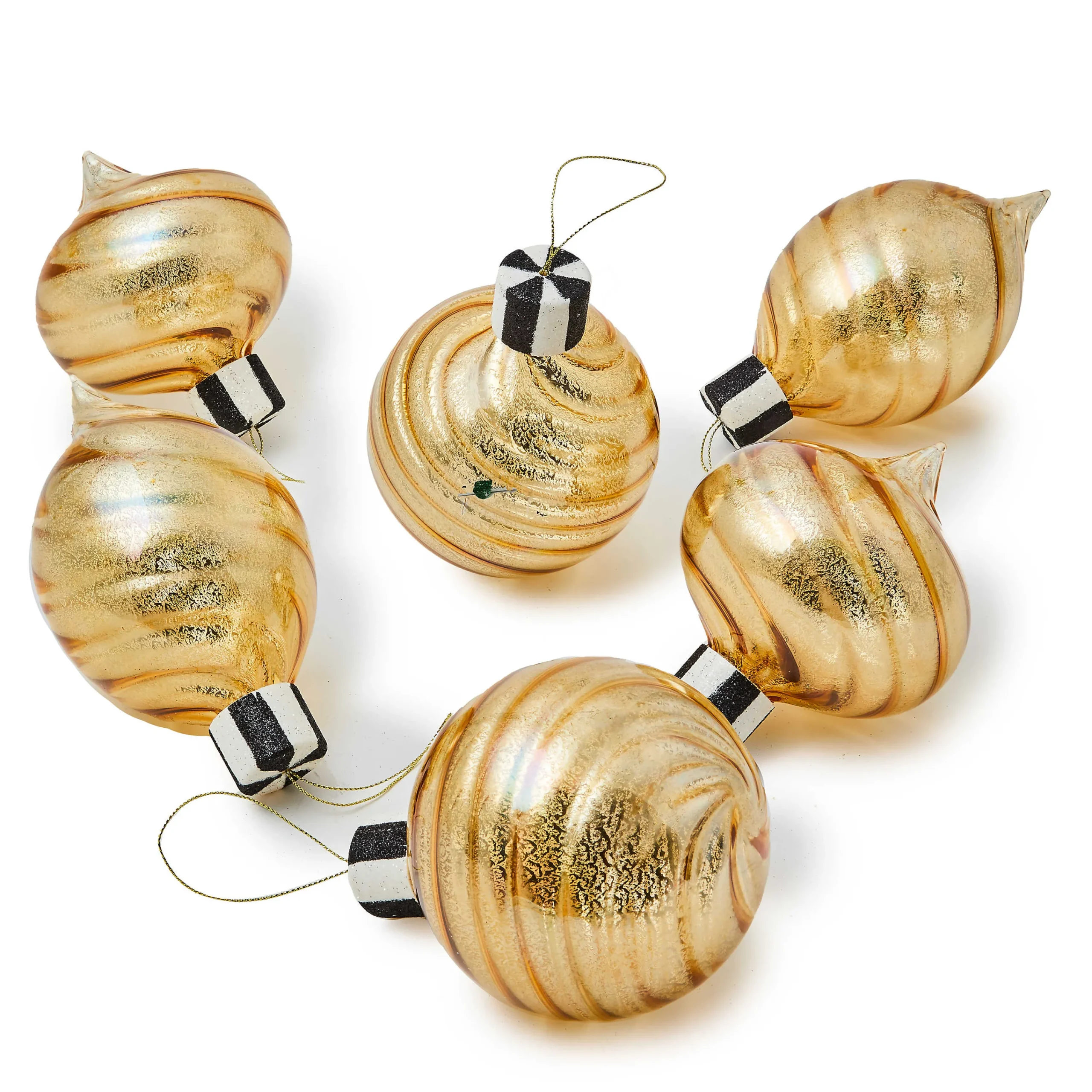 MacKenzie-Childs Gold Mercury Glass Assorted Ornaments, Set of 6| Holiday