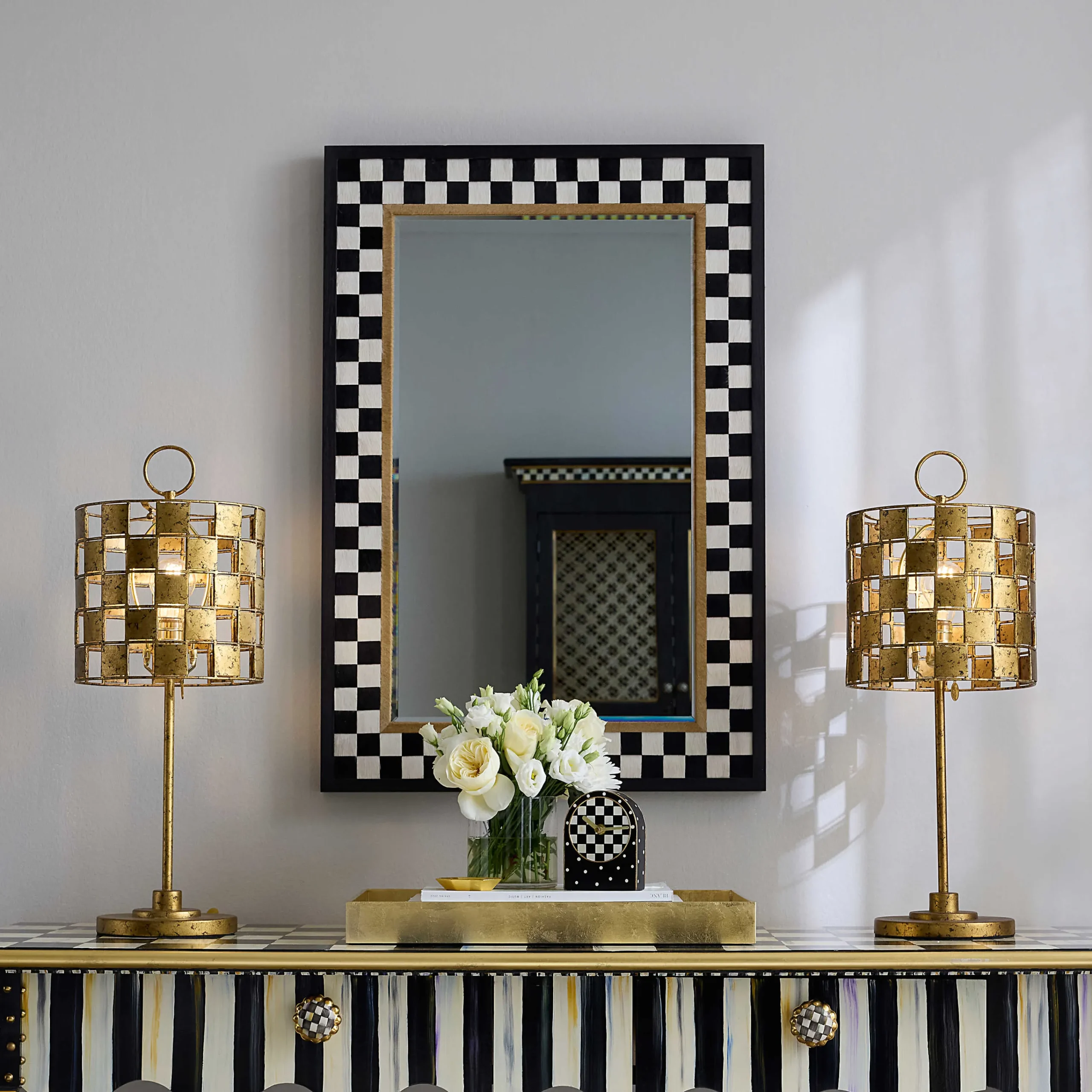 MacKenzie-Childs Golden Check Table Lamp| Lighting