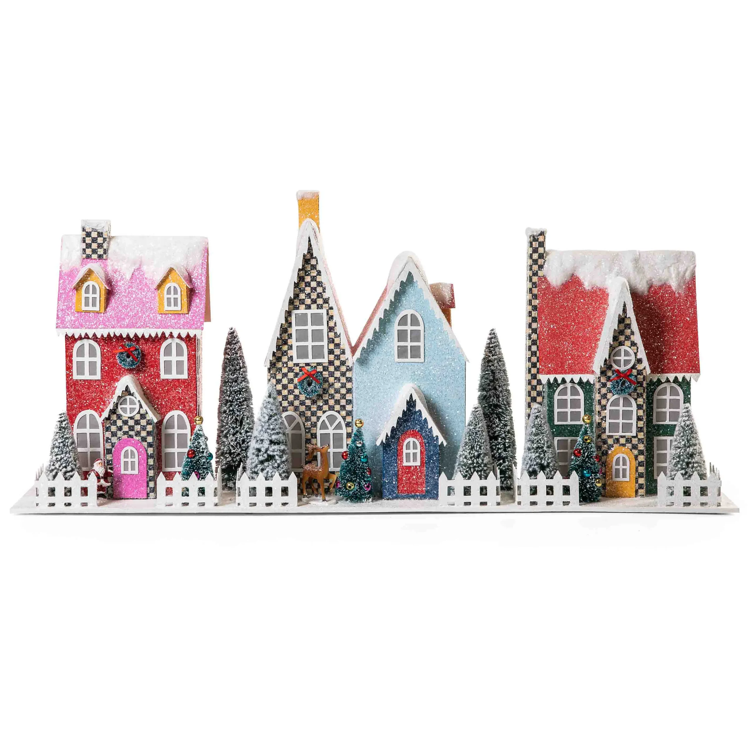 MacKenzie-Childs Granny Kitsch Illuminated Village Mantel Arrangement| Holiday|Room Accents