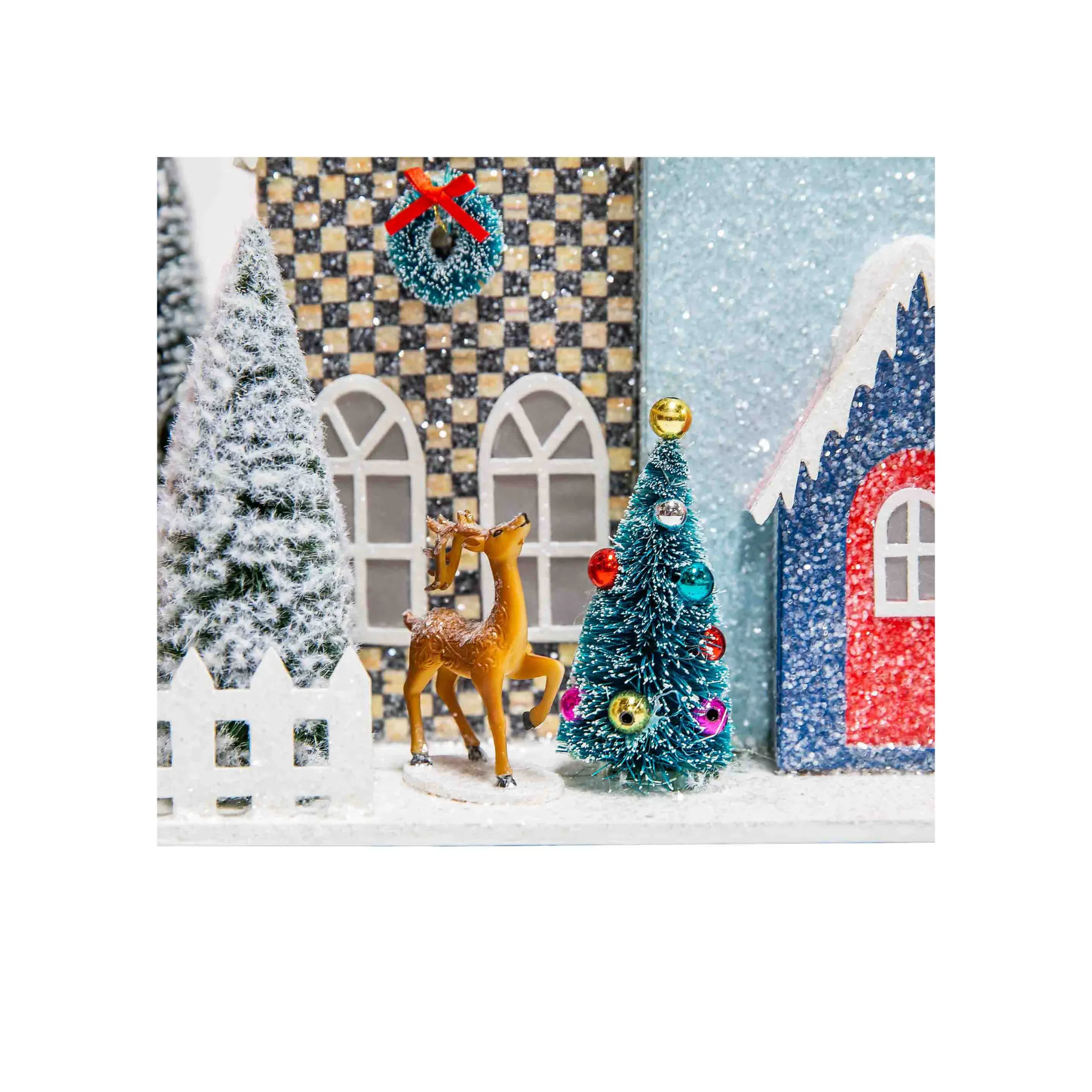 MacKenzie-Childs Granny Kitsch Illuminated Village Mantel Arrangement| Holiday|Room Accents