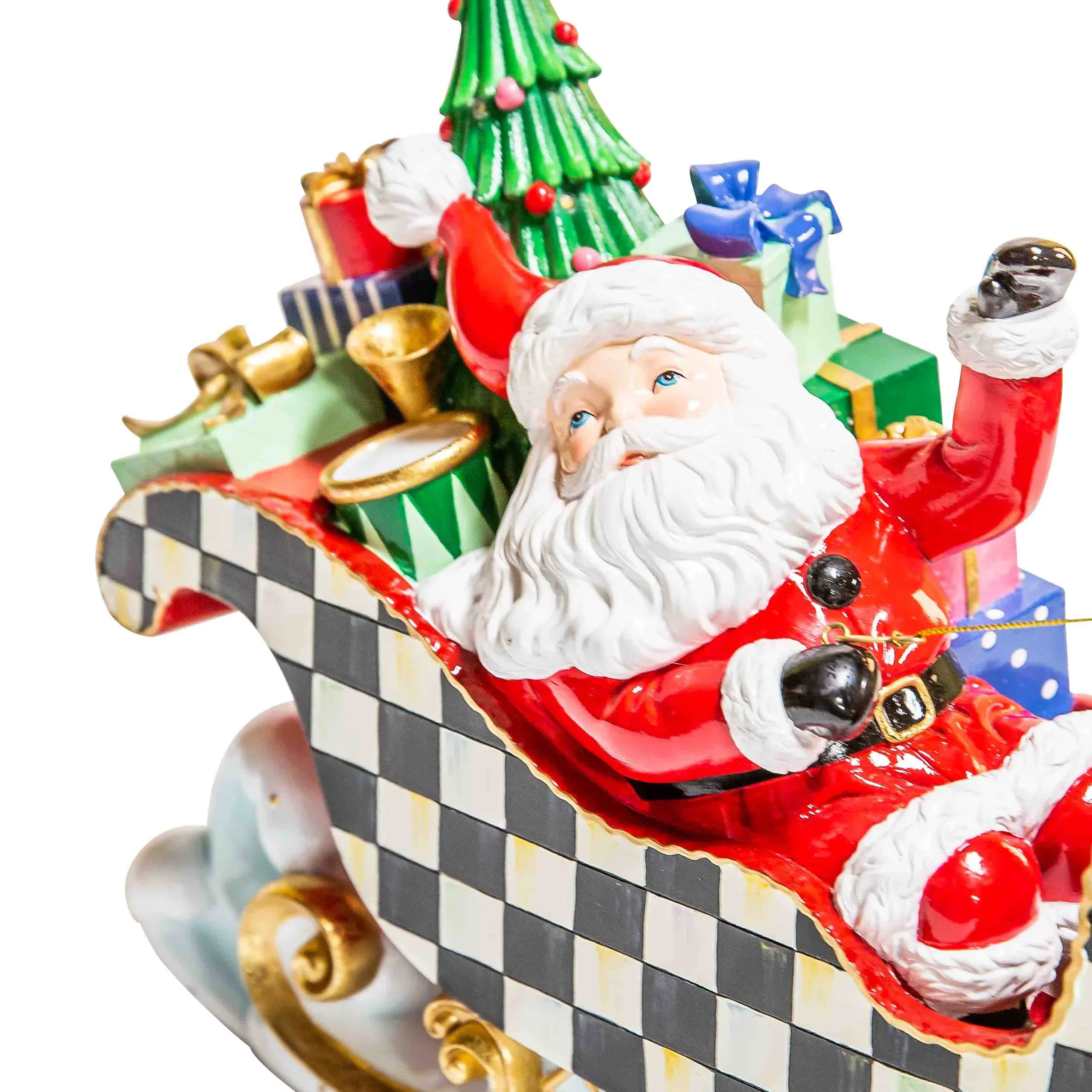 MacKenzie-Childs Granny Kitsch Illuminated Sleigh Ride Santa| Holiday|Room Accents