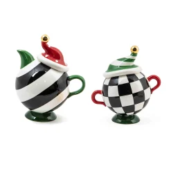MacKenzie-Childs Granny Kitsch Tipsy Creamer  Sugar Set| Holiday|Decor Sets