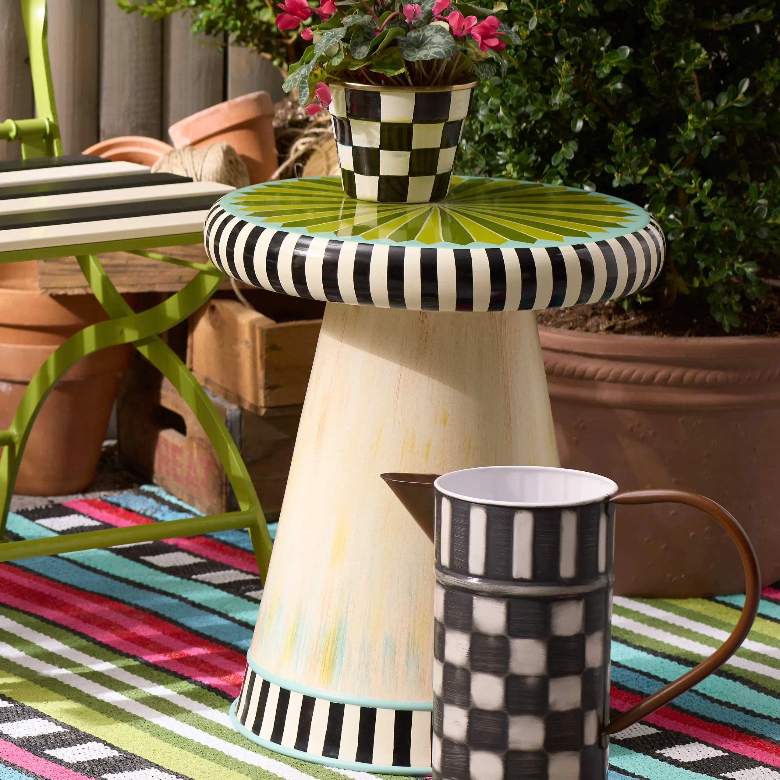 MacKenzie-Childs Green Large Outdoor Toadstool| Outdoor|Spring
