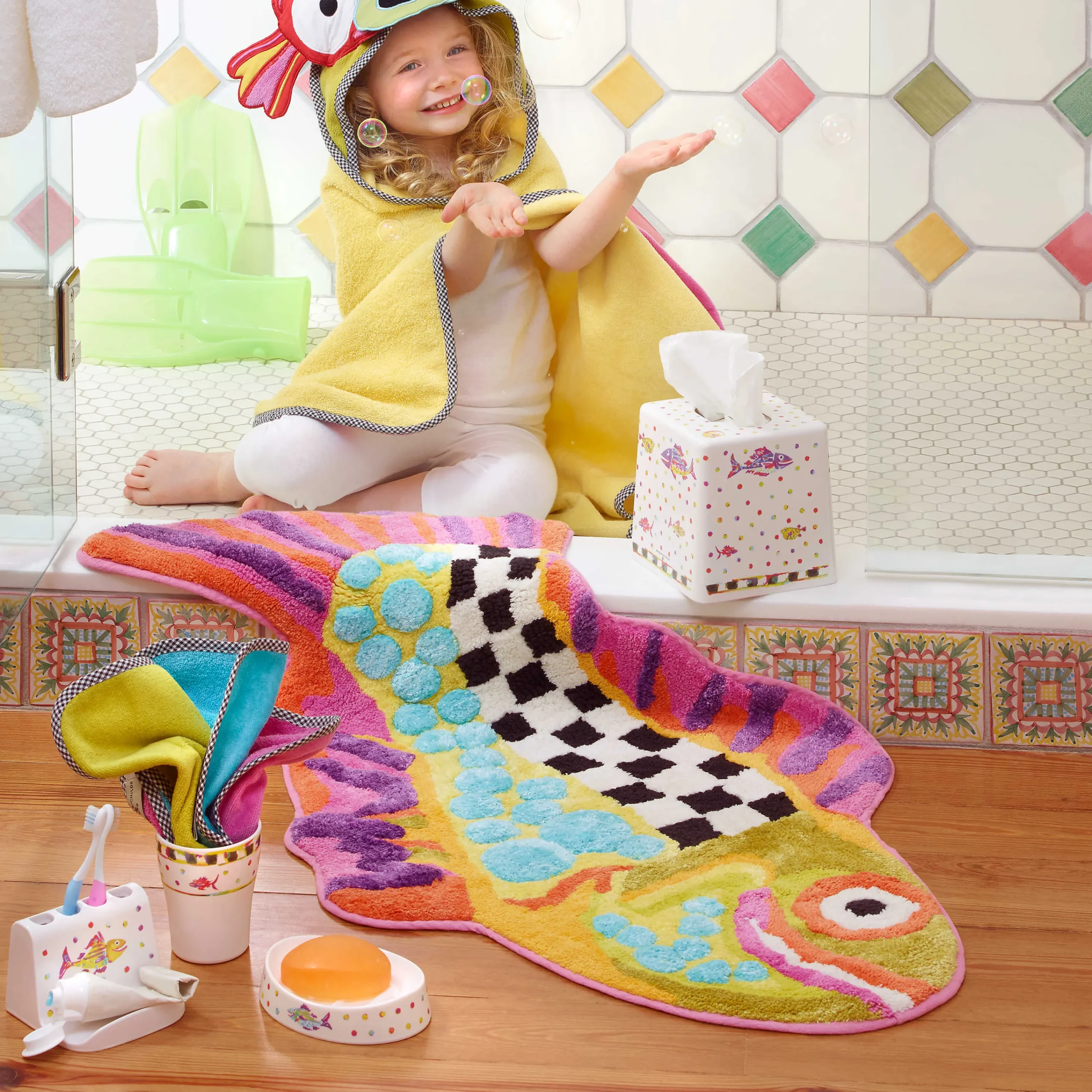 MacKenzie-Childs Happy Fish Bath Rug| Bath & Bath Accessories|Room Accents