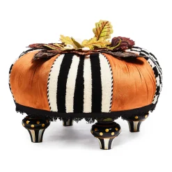 MacKenzie-Childs Harvest Check  Stripe Tufted Footstool| Living Room