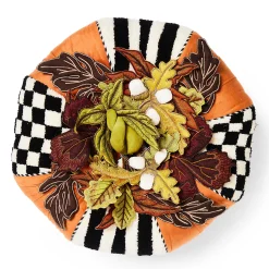 MacKenzie-Childs Harvest Check Stripe Tufted Footstool| Living Room