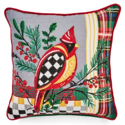 MacKenzie-Childs Holiday Cardinal Beaded Throw Pillow| Pillows, Throws, & Cushions